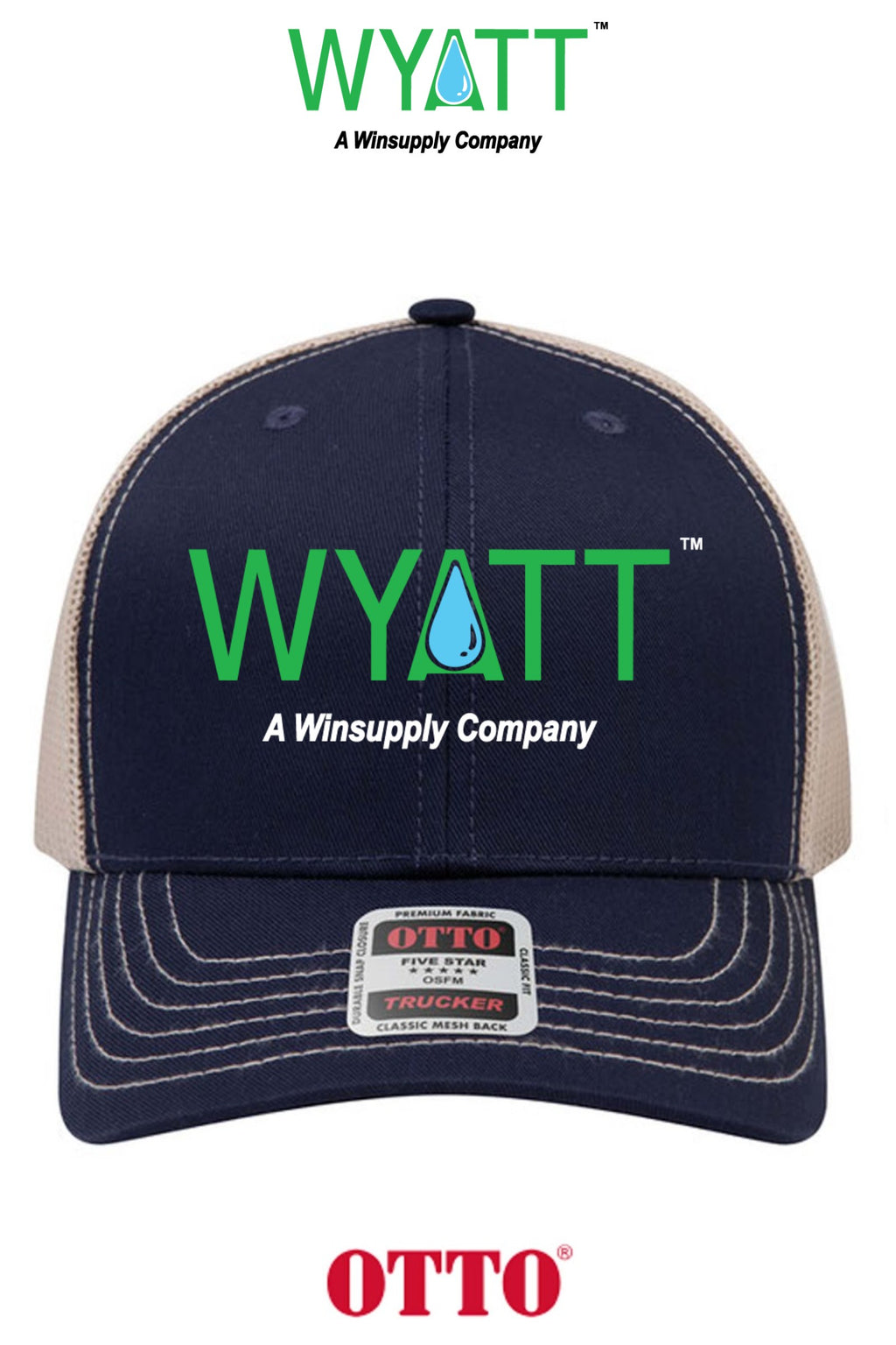 **BULK BUY SPECIAL** OTTO CAP® 6 Panel Mid Profile Mesh Back Trucker Hat - Wyatt Irrigation of Santa Rosa