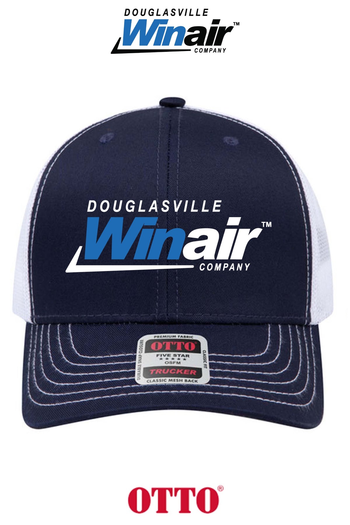 **BULK BUY SPECIAL** OTTO CAP® 6 Panel Mid Profile Mesh Back Trucker Hat - Douglasville Winair