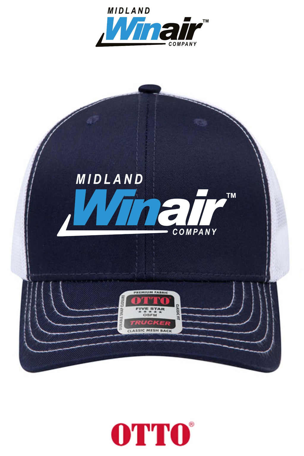 **BULK BUY SPECIAL** OTTO CAP® 6 Panel Mid Profile Mesh Back Trucker Hat - Midland Winair