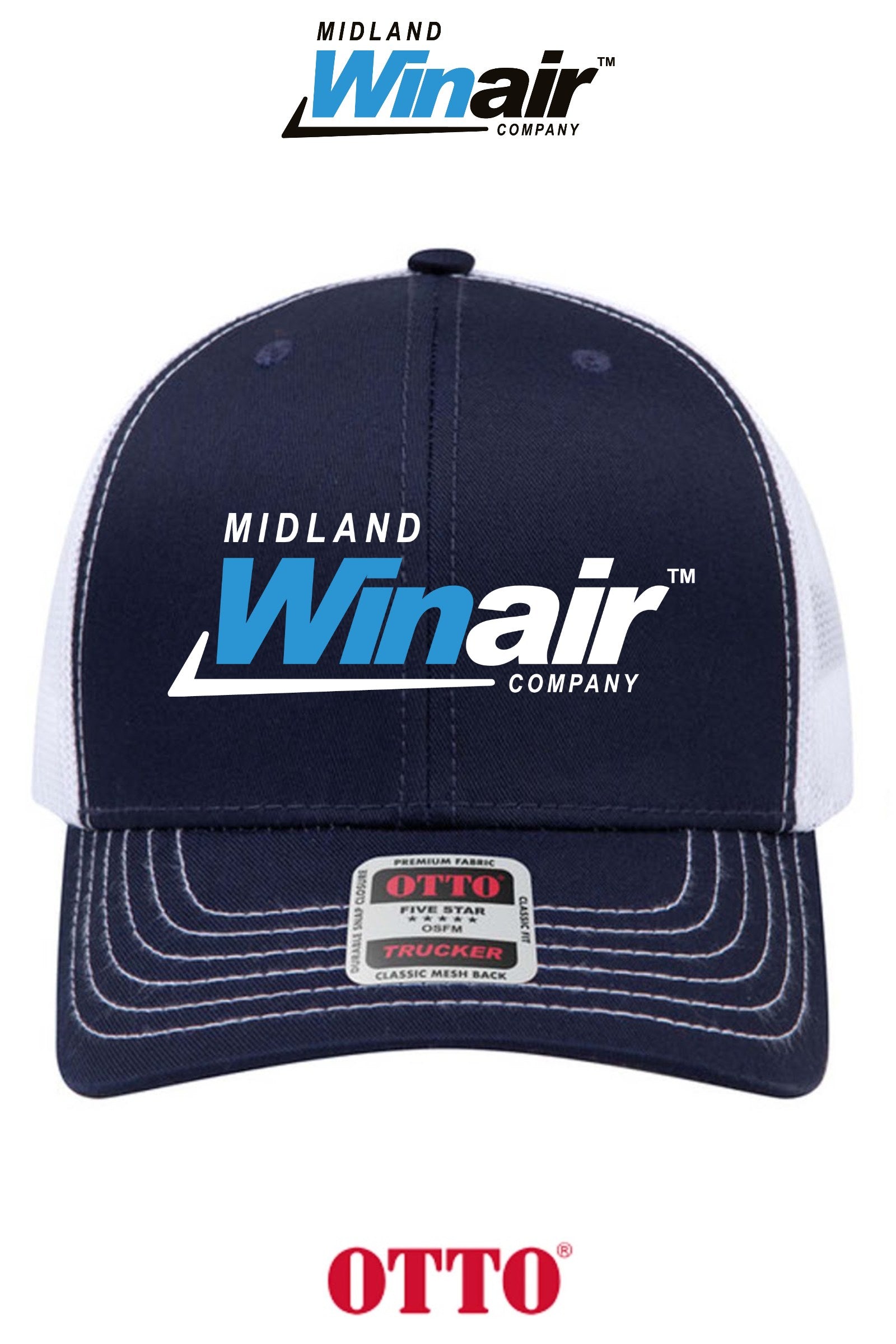 **BULK BUY SPECIAL** OTTO CAP® 6 Panel Mid Profile Mesh Back Trucker Hat - Midland Winair