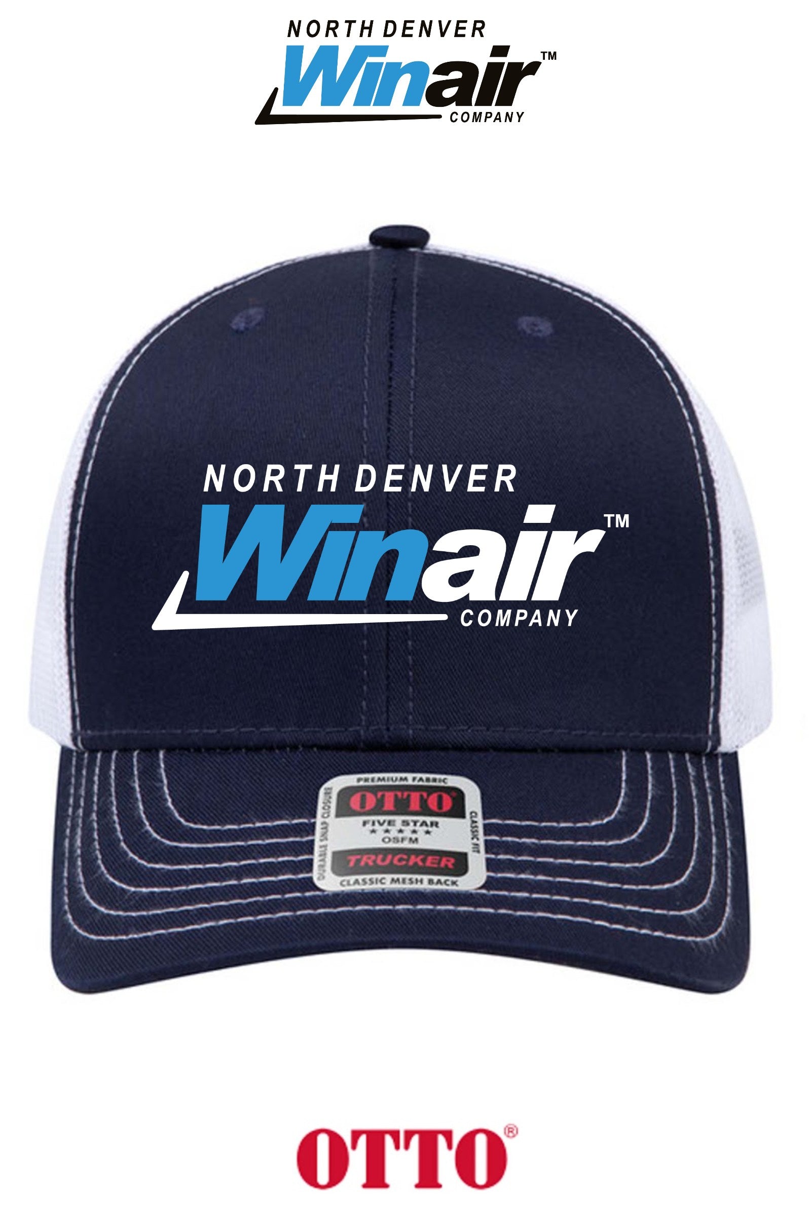 **BULK BUY SPECIAL** OTTO CAP® 6 Panel Mid Profile Mesh Back Trucker Hat - North Denver Winair