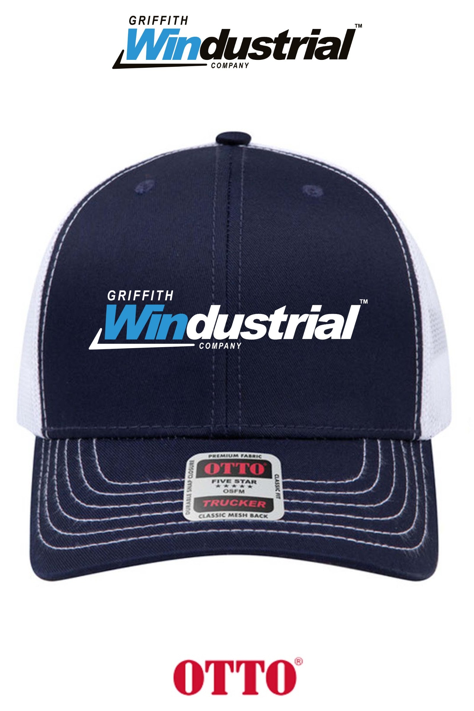 **BULK BUY SPECIAL** OTTO CAP® 6 Panel Mid Profile Mesh Back Trucker Hat - Griffith Windustrial