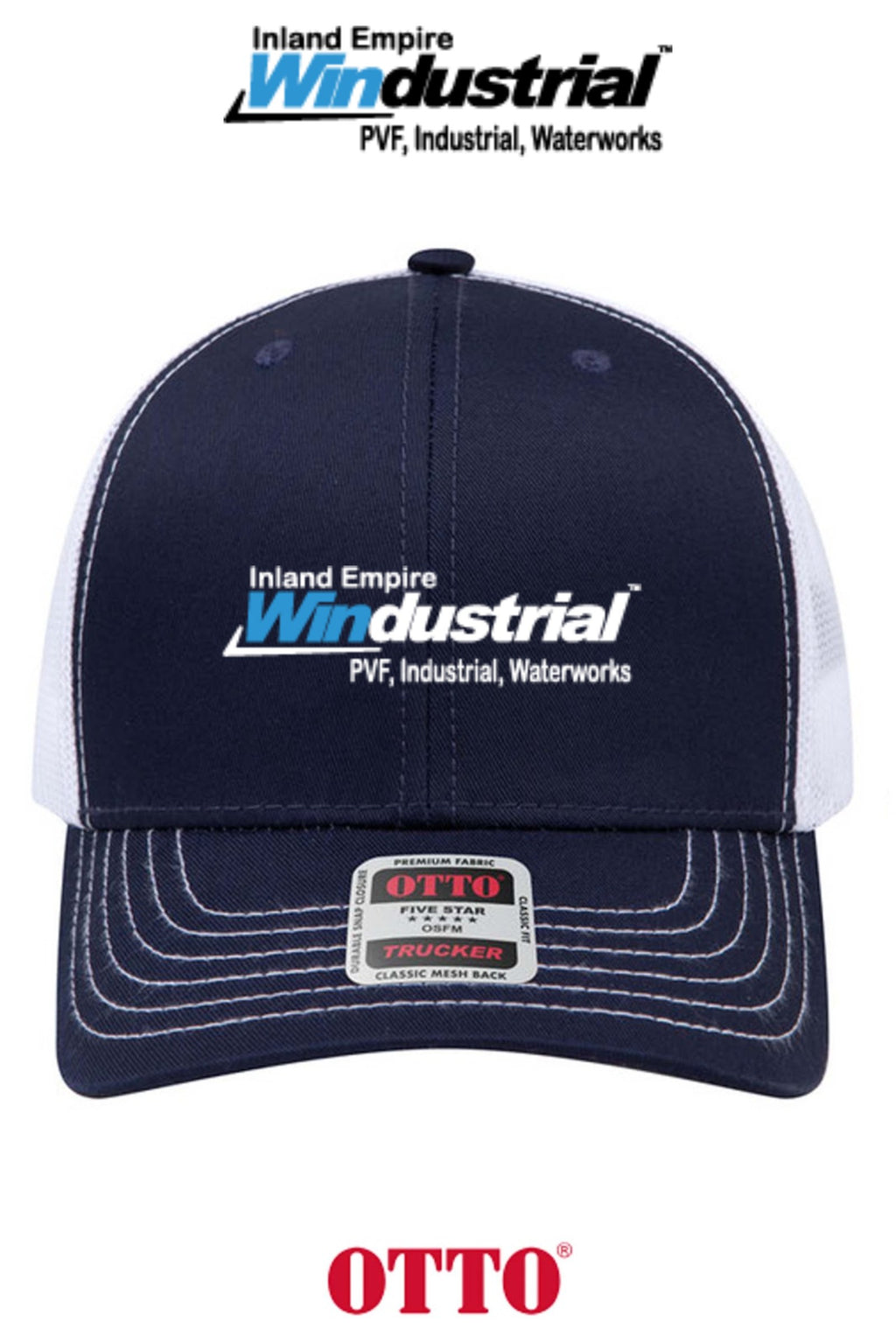 **BULK BUY SPECIAL** OTTO CAP® 6 Panel Mid Profile Mesh Back Trucker Hat - Inland Empire Windustrial