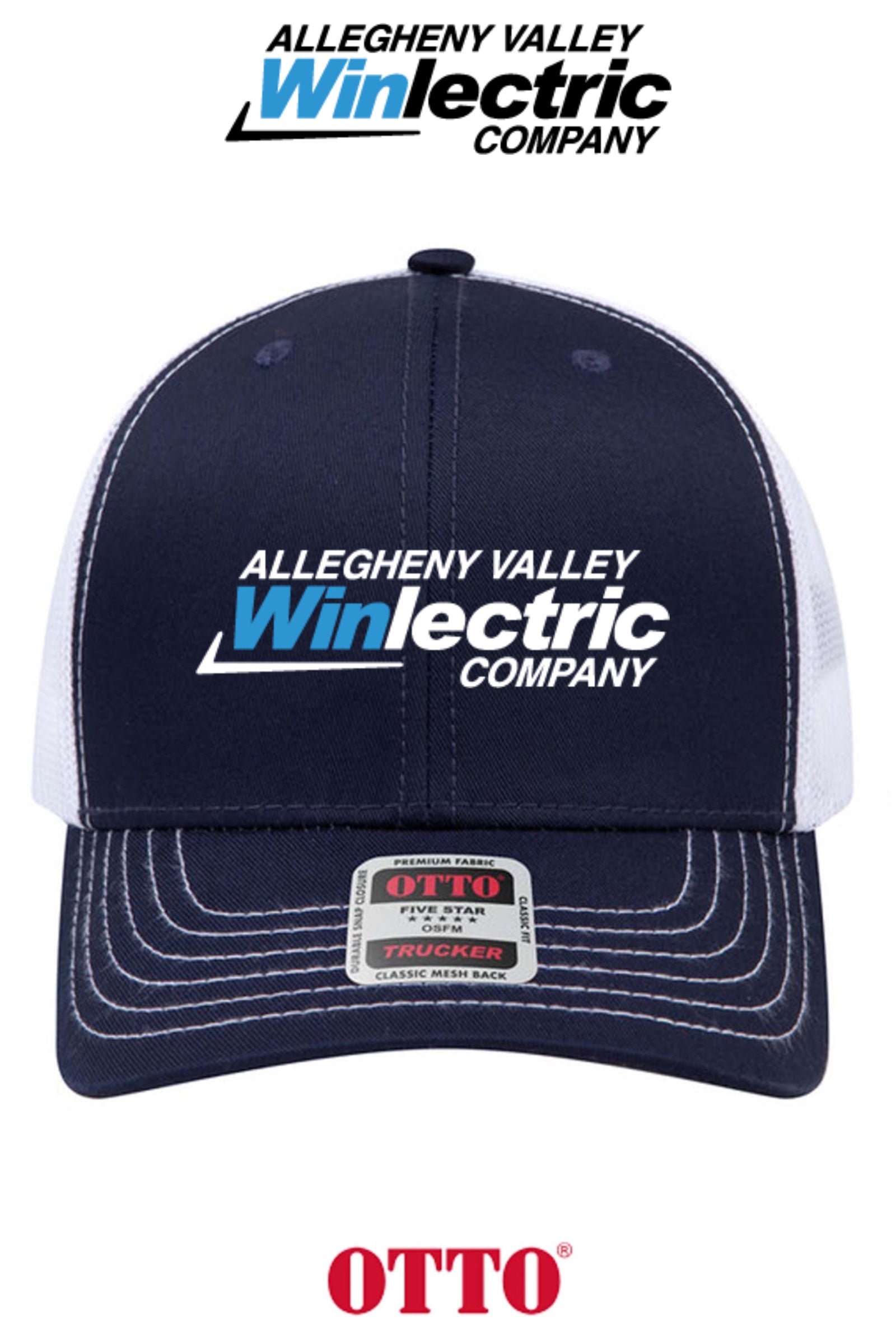 **BULK BUY SPECIAL** OTTO CAP® 6 Panel Mid Profile Mesh Back Trucker Hat - Allegheny Valley Winlectric