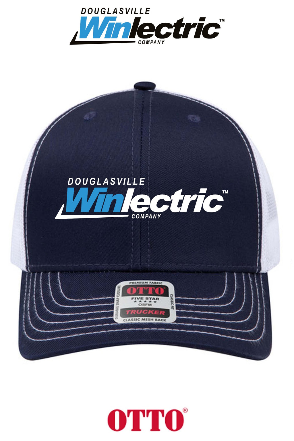 **BULK BUY SPECIAL** OTTO CAP® 6 Panel Mid Profile Mesh Back Trucker Hat - Douglasville Winlectric