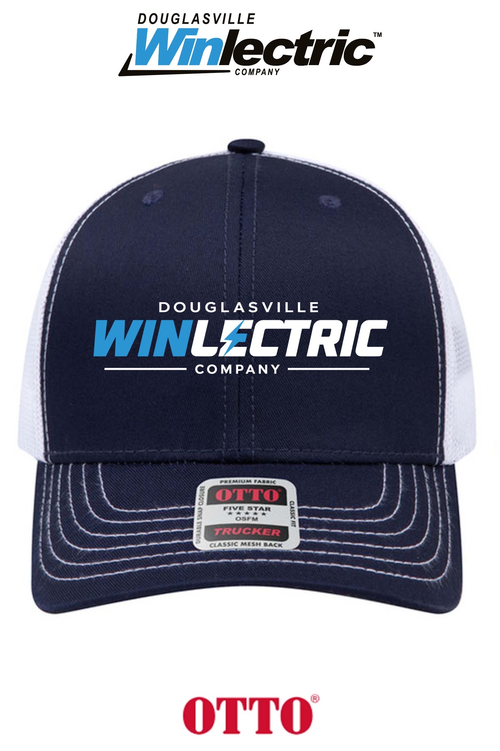 **BULK BUY SPECIAL** OTTO CAP® 6 Panel Mid Profile Mesh Back Trucker Hat - Douglasville Winlectric