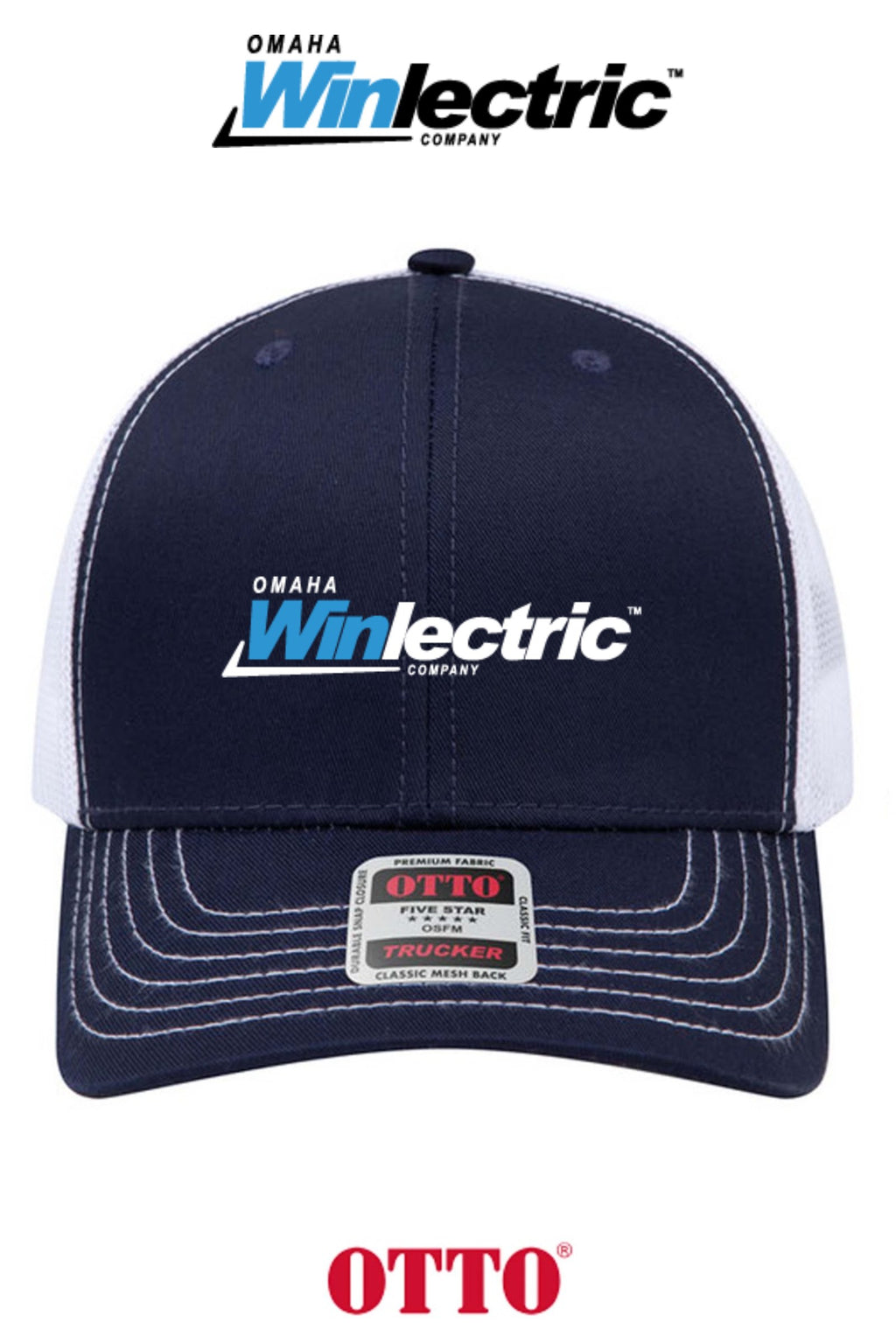 **BULK BUY SPECIAL** OTTO CAP® 6 Panel Mid Profile Mesh Back Trucker Hat - Omaha Winlectric