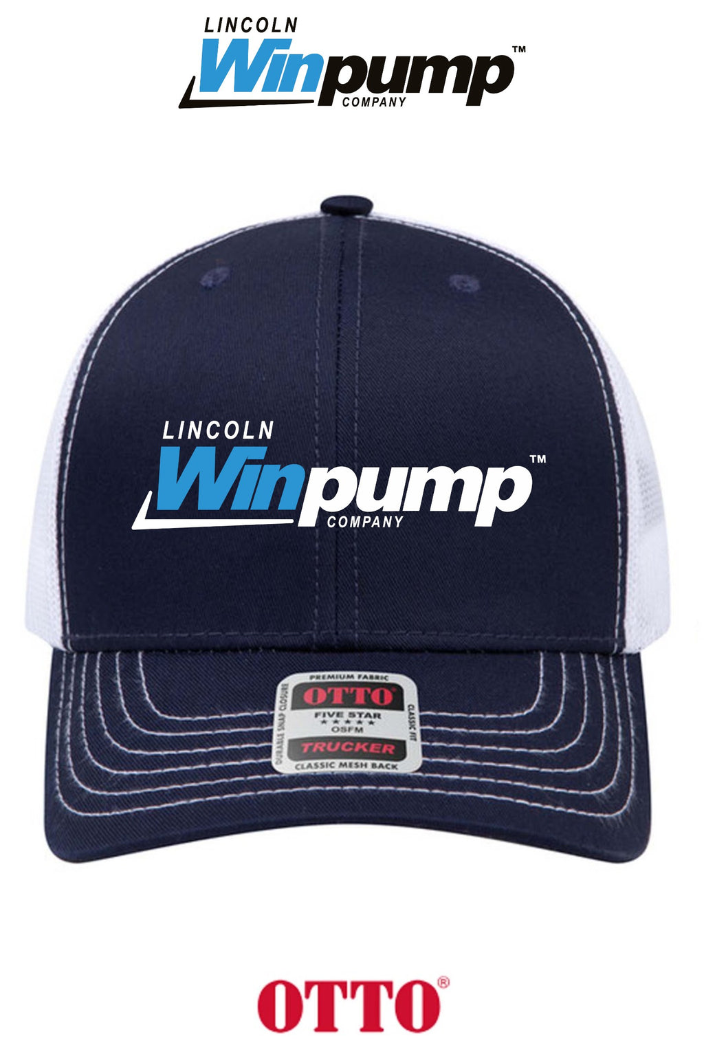 **BULK BUY SPECIAL** OTTO CAP® 6 Panel Mid Profile Mesh Back Trucker Hat - Lincoln Winpump