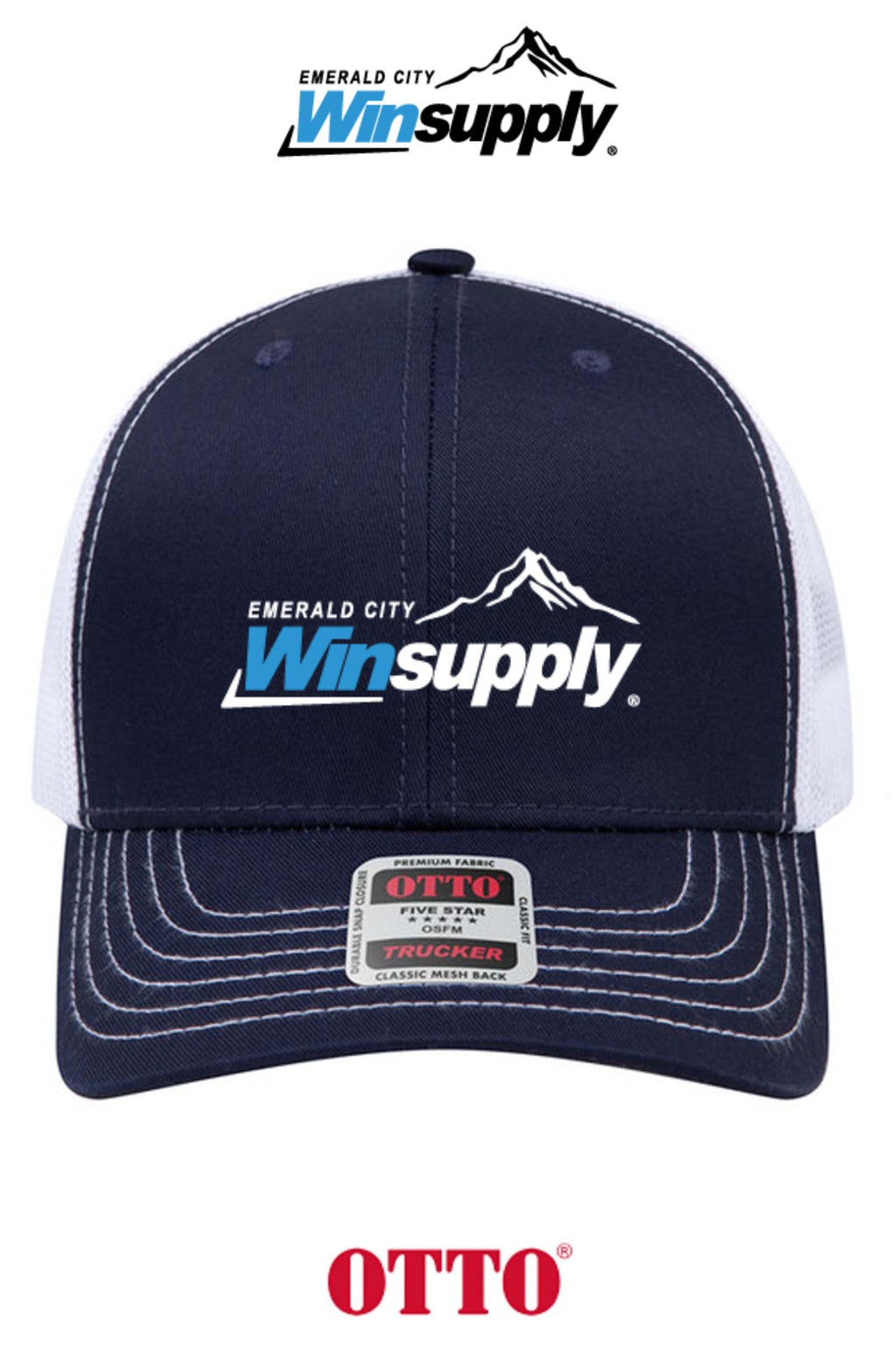 **BULK BUY SPECIAL** OTTO CAP® 6 Panel Mid Profile Mesh Back Trucker Hat - Winsupply Emerald City