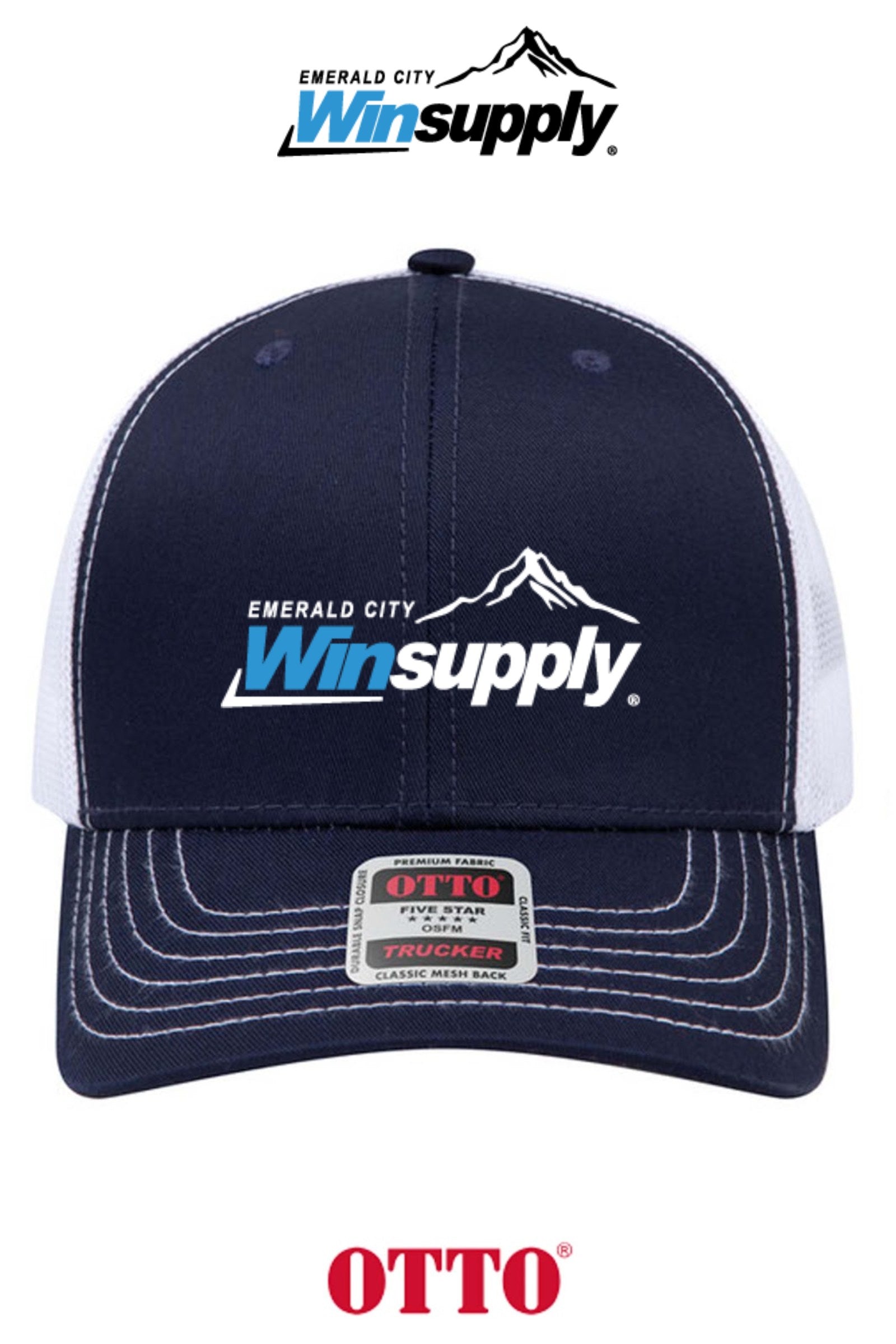 **BULK BUY SPECIAL** OTTO CAP® 6 Panel Mid Profile Mesh Back Trucker Hat - Winsupply Emerald City