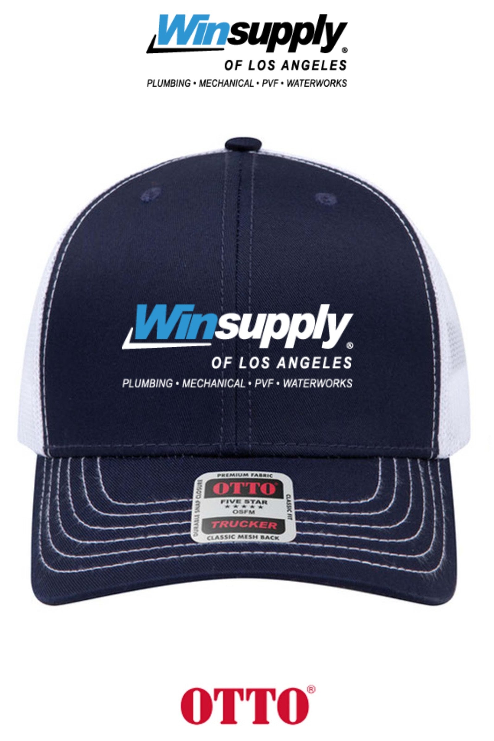 **BULK BUY SPECIAL** OTTO CAP® 6 Panel Mid Profile Mesh Back Trucker Hat - Winsupply of Los Angeles CA