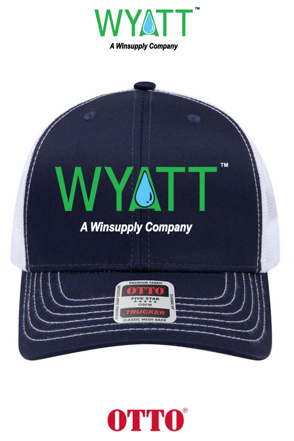 **BULK BUY SPECIAL** OTTO CAP® 6 Panel Mid Profile Mesh Back Trucker Hat - Wyatt Irrigation of Santa Rosa