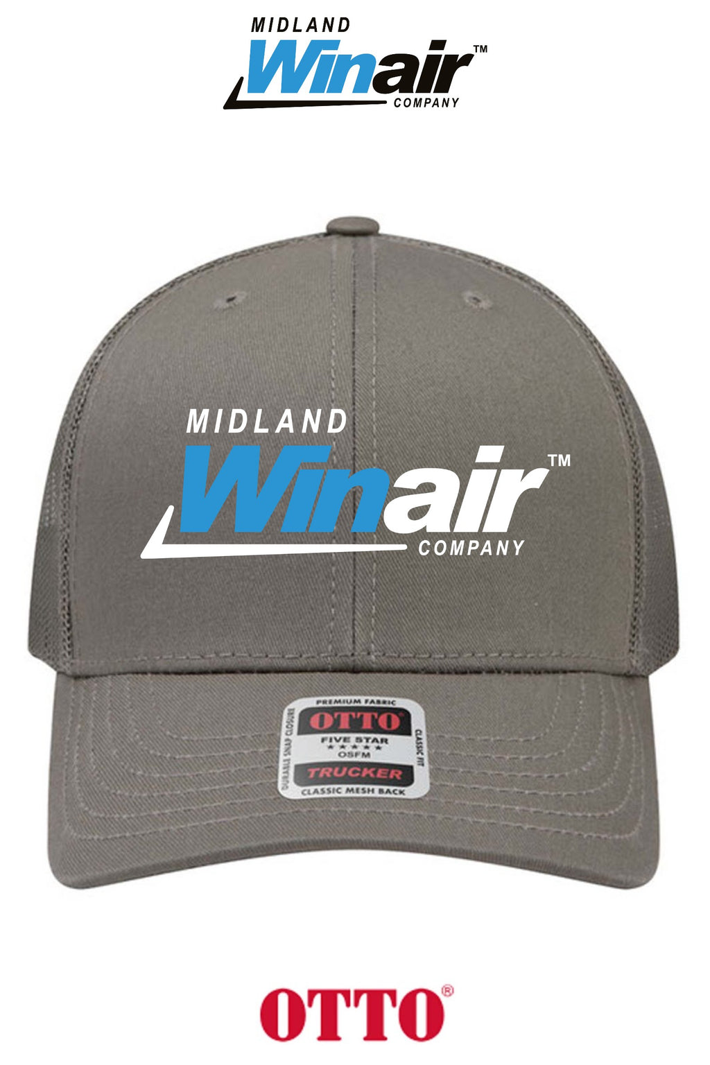**BULK BUY SPECIAL** OTTO CAP® 6 Panel Mid Profile Mesh Back Trucker Hat - Midland Winair