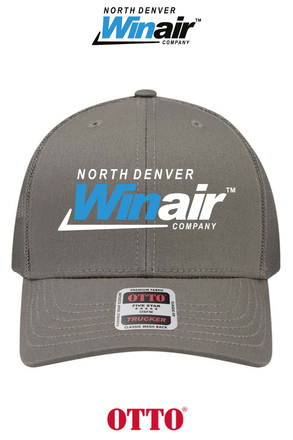 **BULK BUY SPECIAL** OTTO CAP® 6 Panel Mid Profile Mesh Back Trucker Hat - North Denver Winair