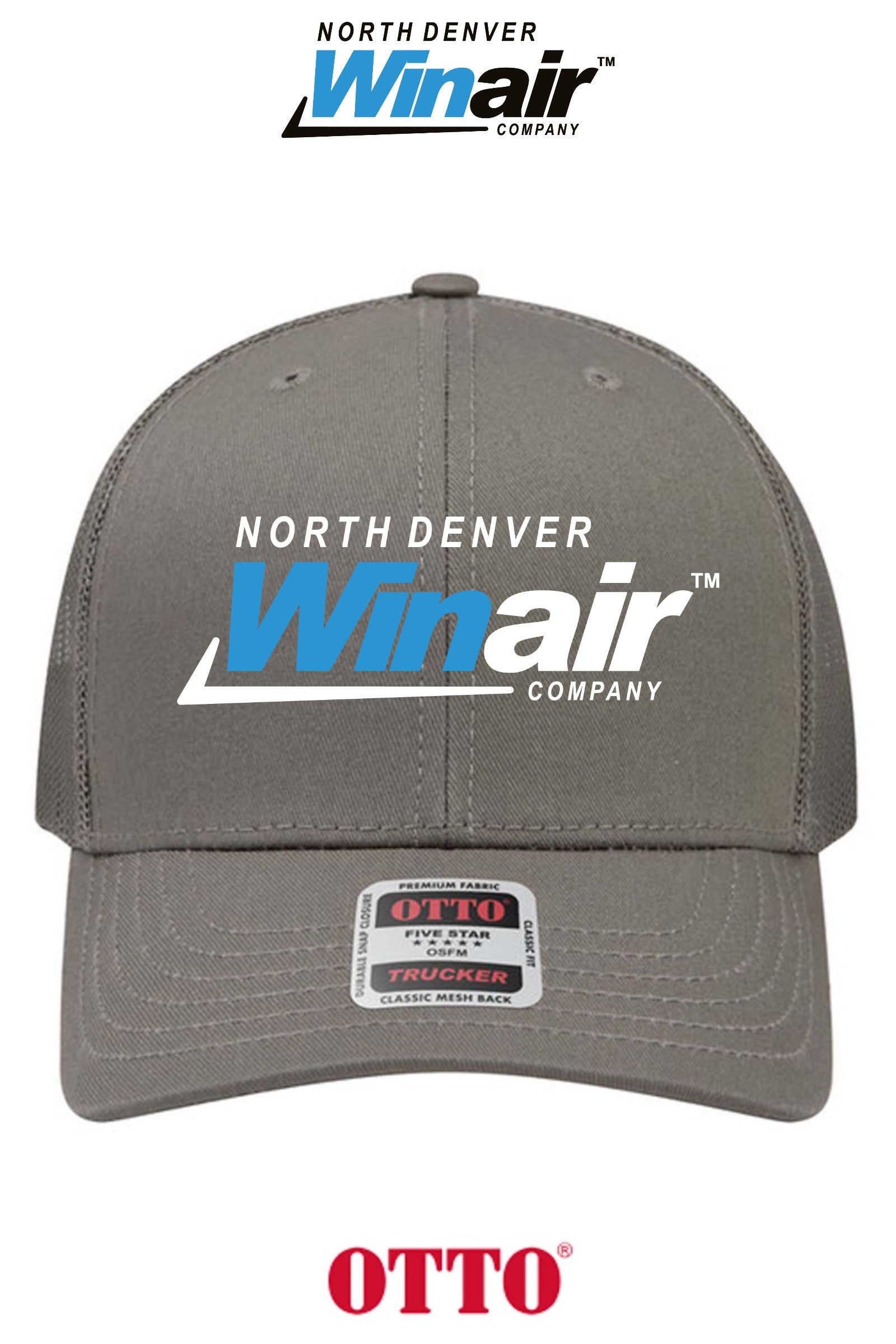 **BULK BUY SPECIAL** OTTO CAP® 6 Panel Mid Profile Mesh Back Trucker Hat - North Denver Winair