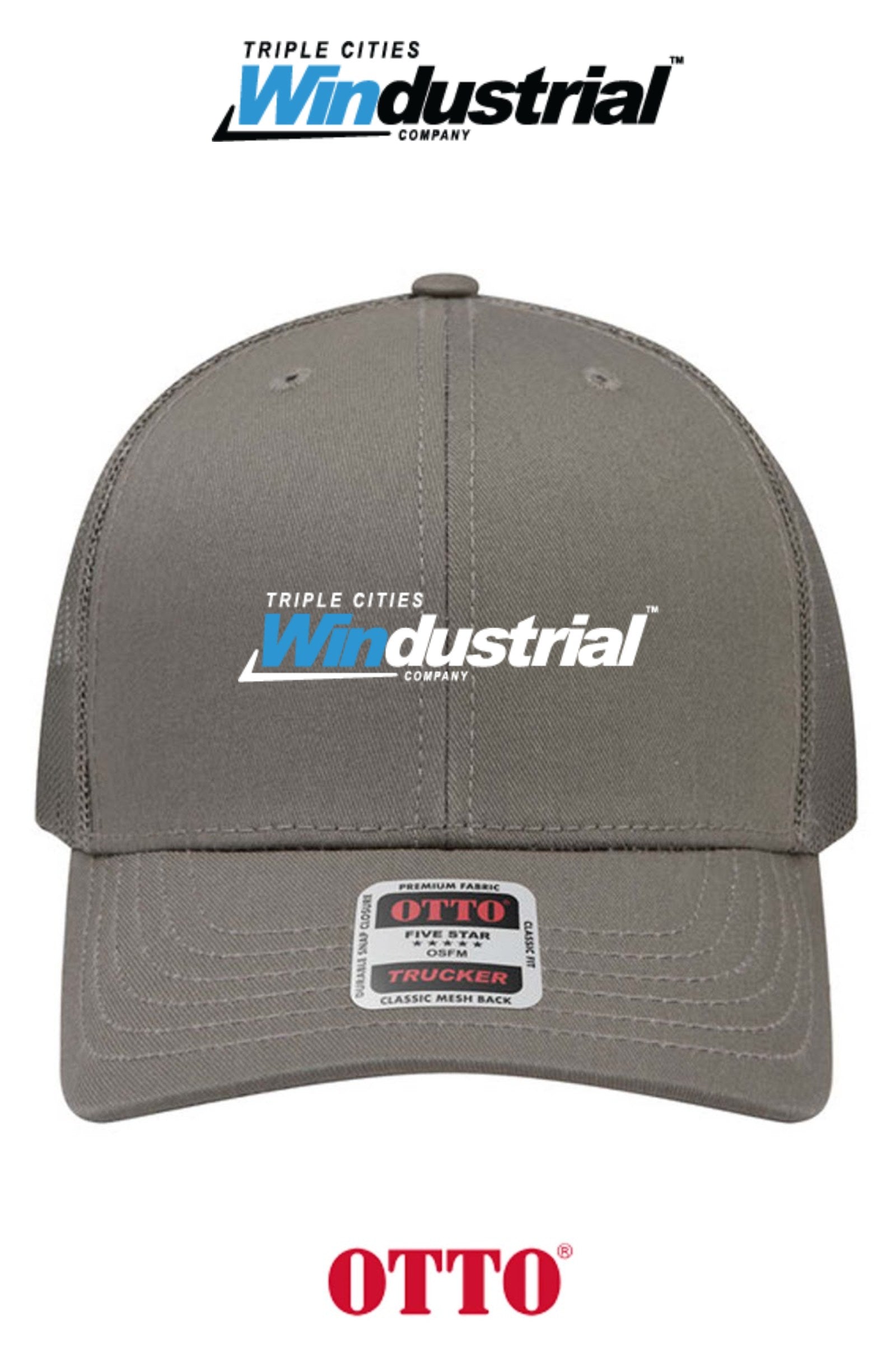 **BULK BUY SPECIAL** OTTO CAP® 6 Panel Mid Profile Mesh Back Trucker Hat - Windustrial Triple Cities
