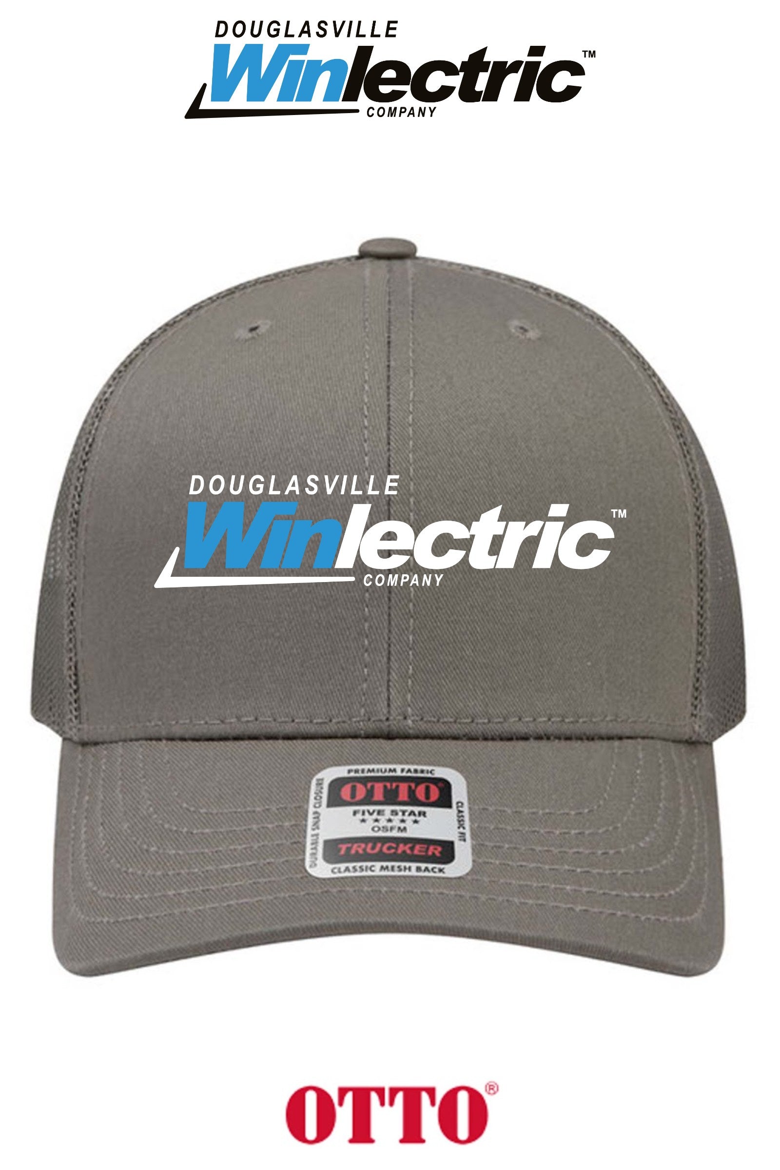 **BULK BUY SPECIAL** OTTO CAP® 6 Panel Mid Profile Mesh Back Trucker Hat - Douglasville Winlectric
