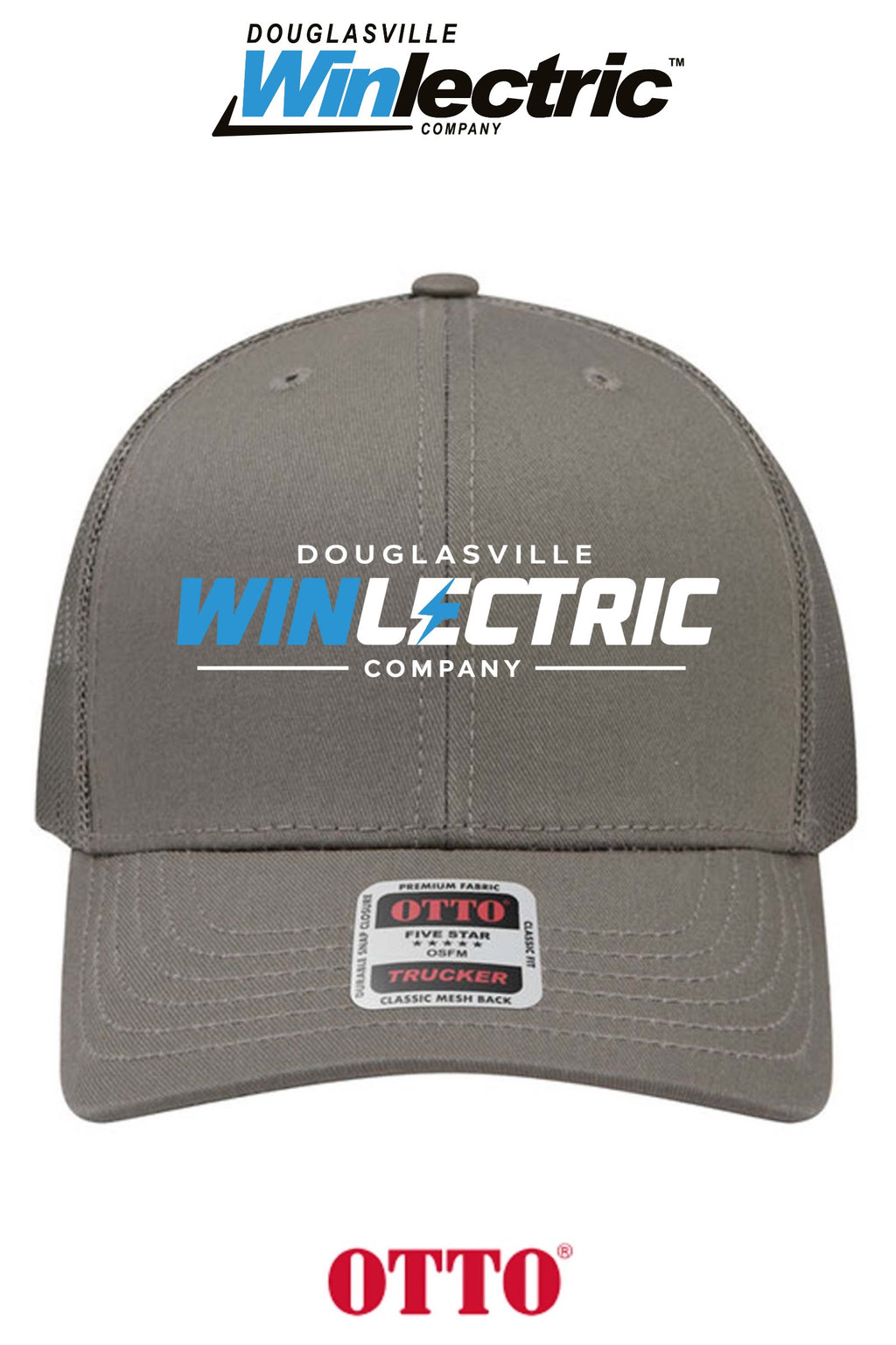 **BULK BUY SPECIAL** OTTO CAP® 6 Panel Mid Profile Mesh Back Trucker Hat - Douglasville Winlectric