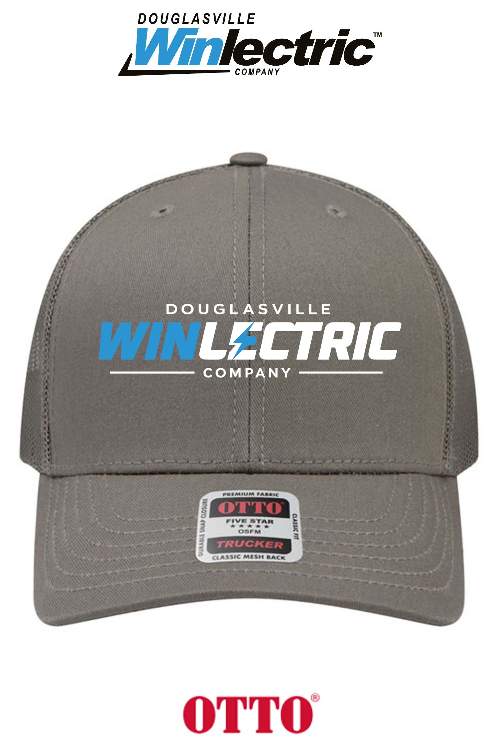 **BULK BUY SPECIAL** OTTO CAP® 6 Panel Mid Profile Mesh Back Trucker Hat - Douglasville Winlectric