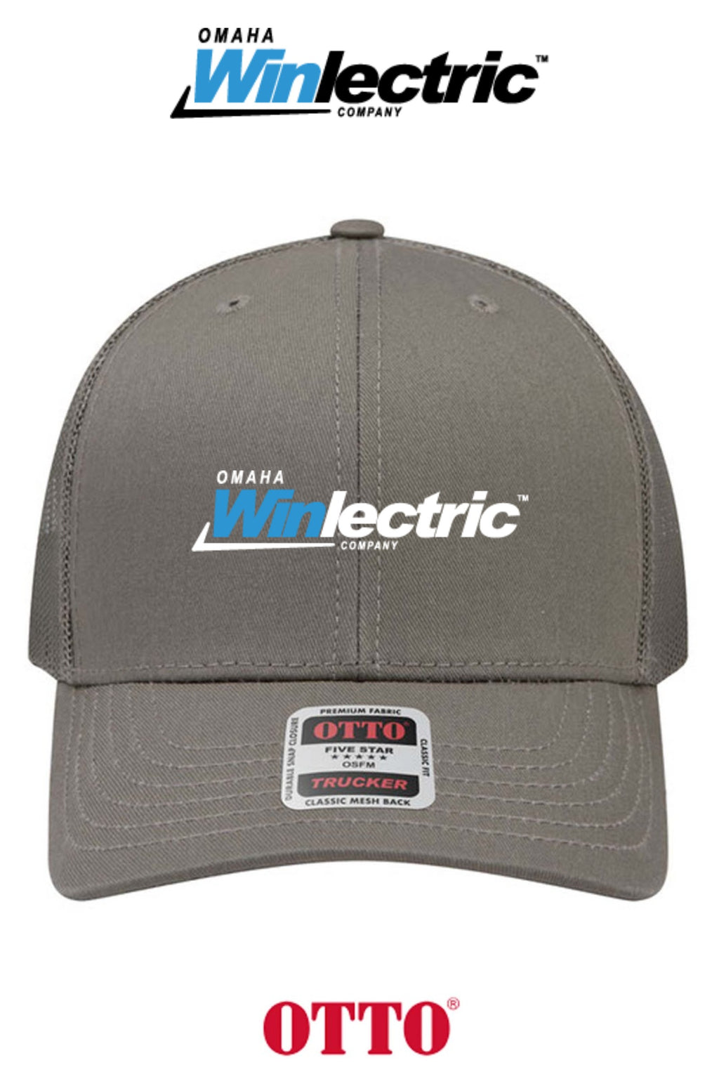 **BULK BUY SPECIAL** OTTO CAP® 6 Panel Mid Profile Mesh Back Trucker Hat - Omaha Winlectric