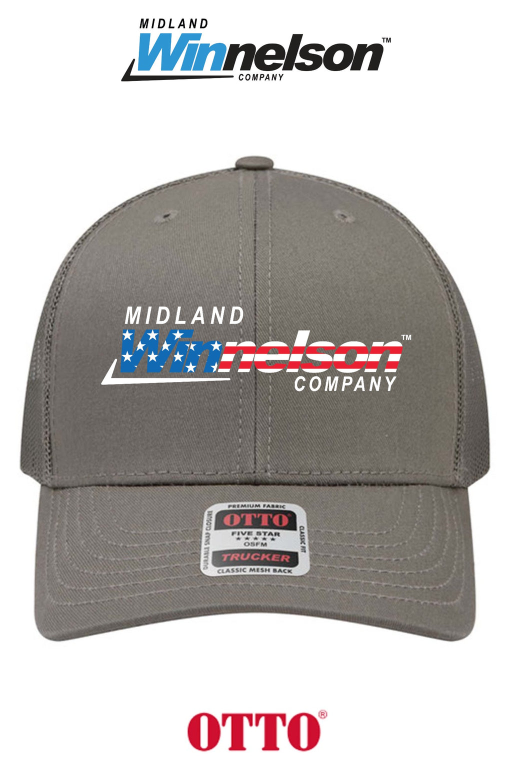 **BULK BUY SPECIAL** OTTO CAP® 6 Panel Mid Profile Mesh Back Trucker Hat - Midland Winnelson - Patriot