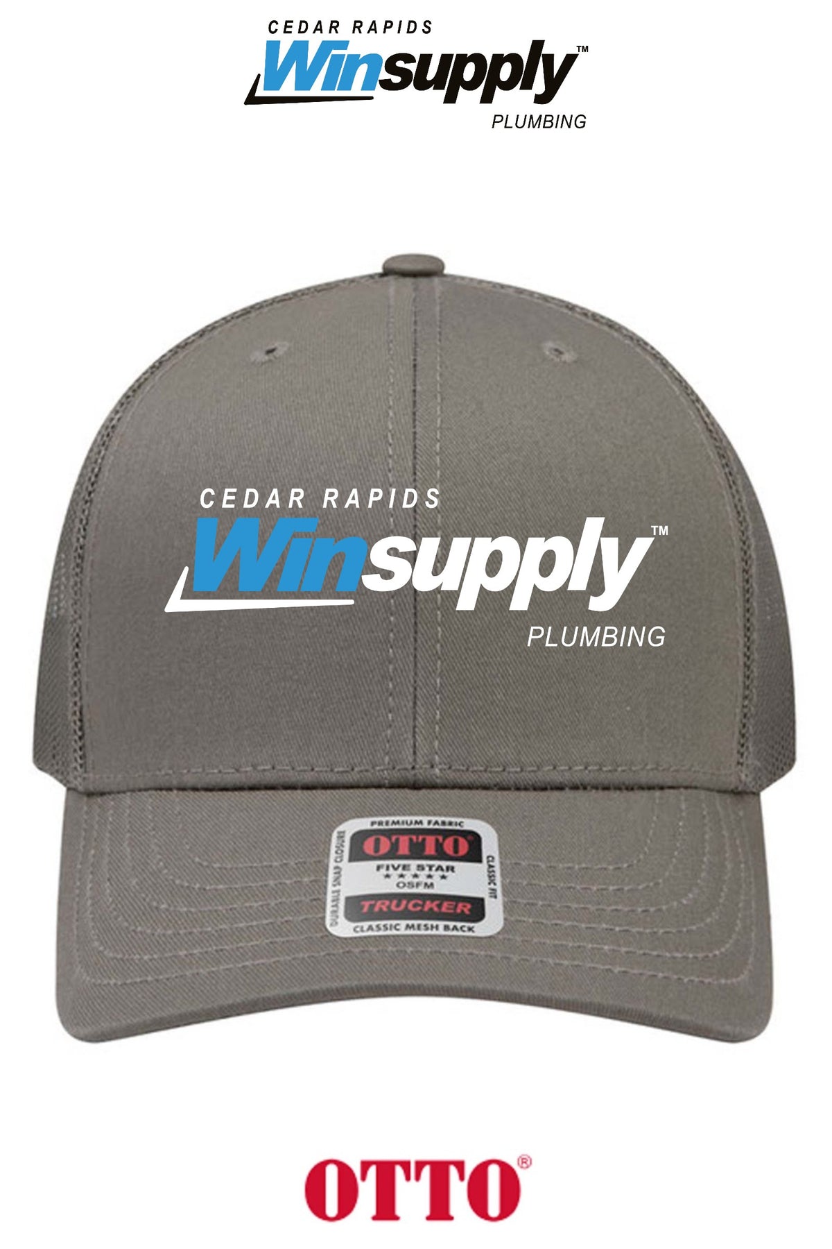 **BULK BUY SPECIAL** OTTO CAP® 6 Panel Mid Profile Mesh Back Trucker Hat - Cedar Rapids Winsupply