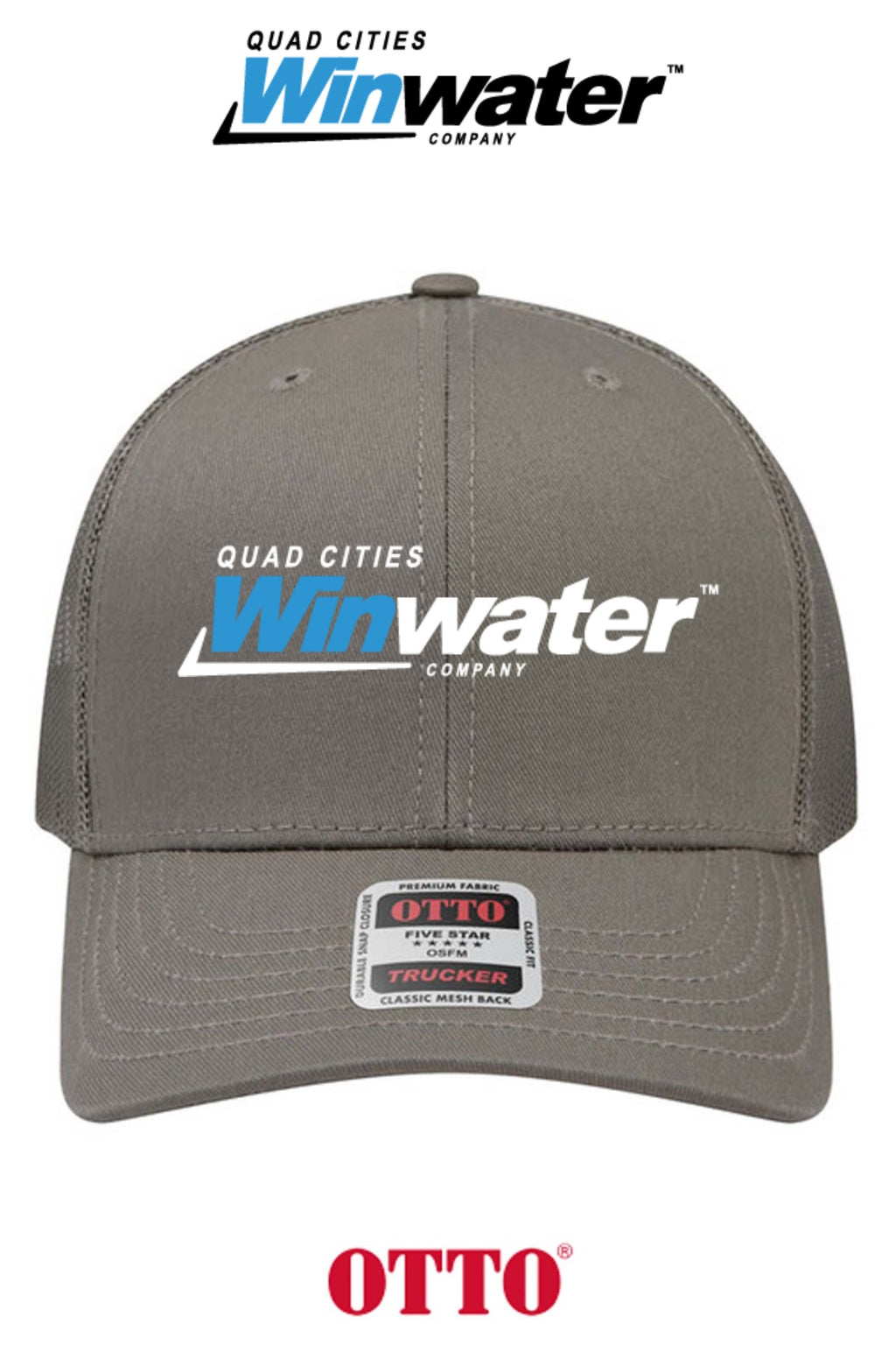 **BULK BUY SPECIAL** OTTO CAP® 6 Panel Mid Profile Mesh Back Trucker Hat - Quad Cities Winwater