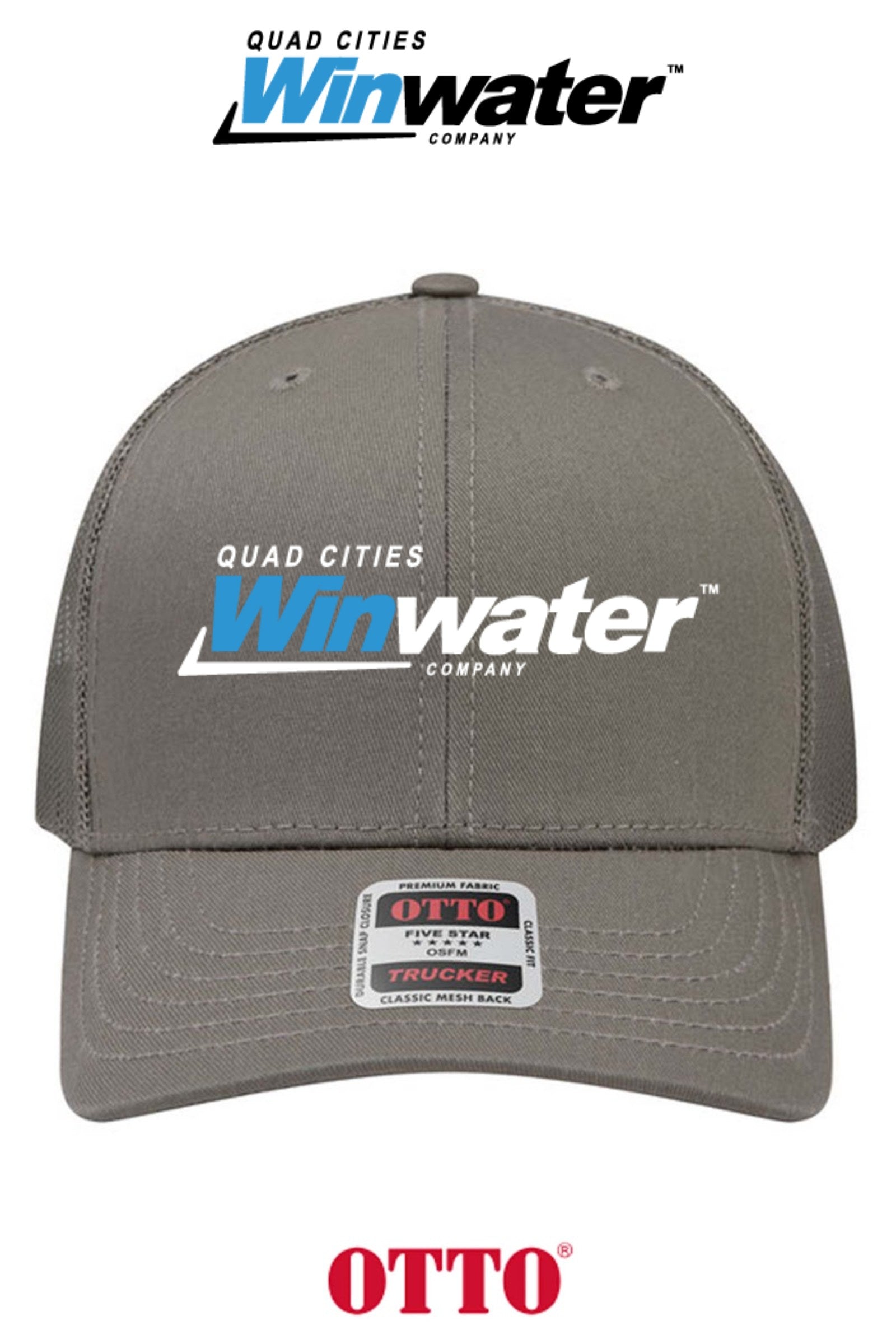 **BULK BUY SPECIAL** OTTO CAP® 6 Panel Mid Profile Mesh Back Trucker Hat - Quad Cities Winwater