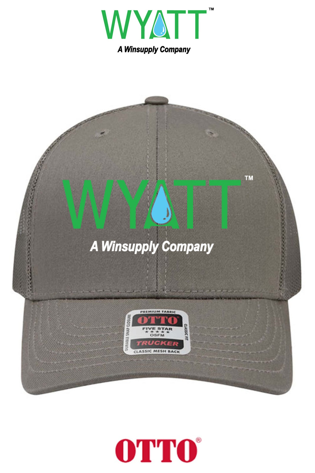 **BULK BUY SPECIAL** OTTO CAP® 6 Panel Mid Profile Mesh Back Trucker Hat - Wyatt Irrigation of Santa Rosa