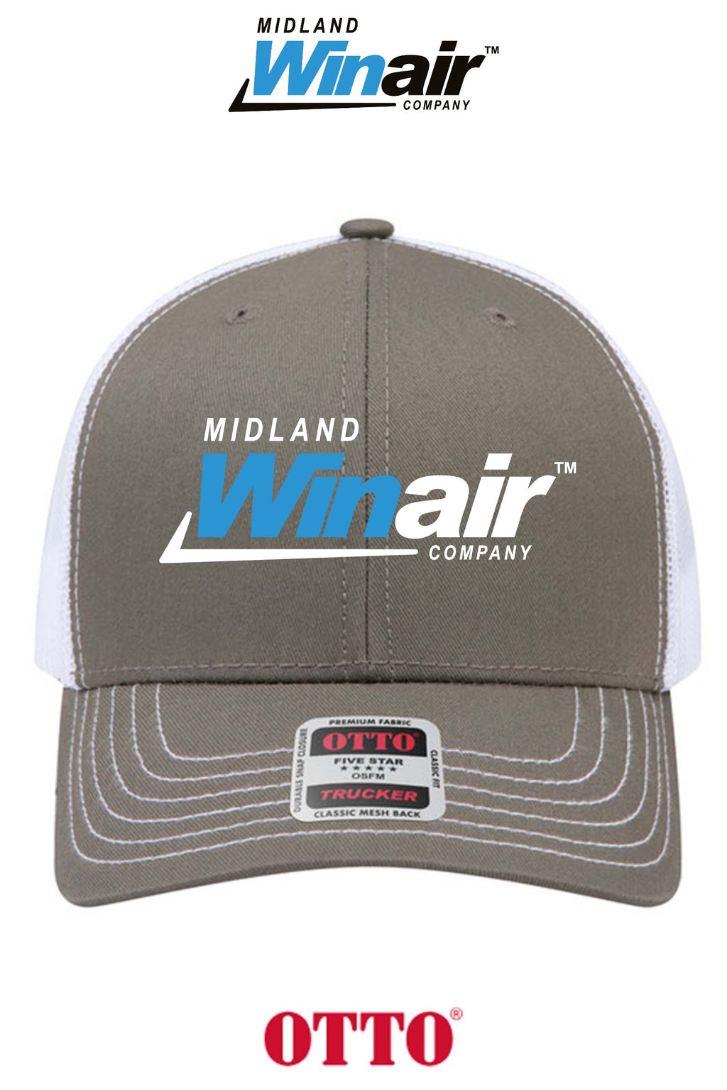 **BULK BUY SPECIAL** OTTO CAP® 6 Panel Mid Profile Mesh Back Trucker Hat - Midland Winair