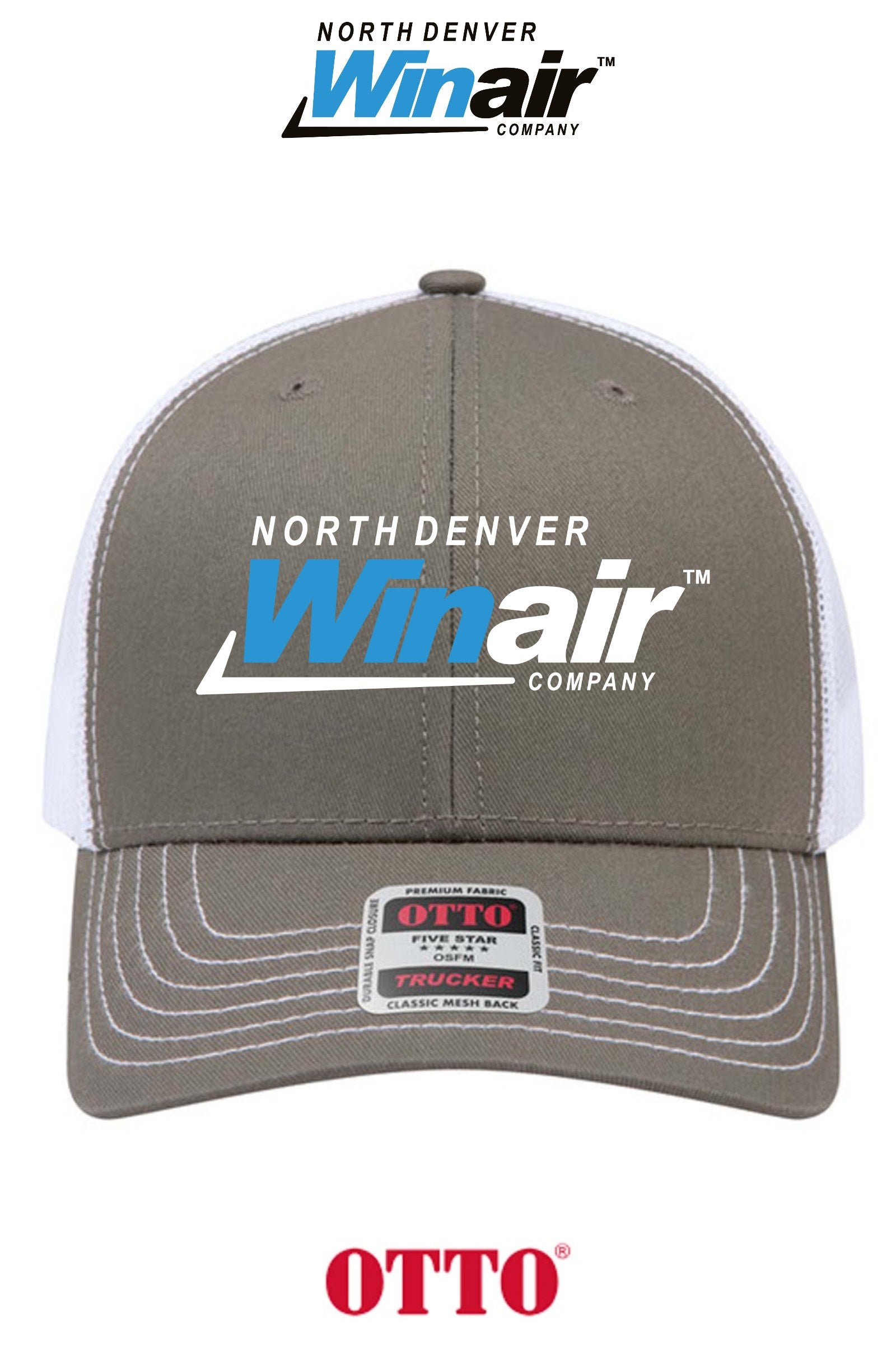 **BULK BUY SPECIAL** OTTO CAP® 6 Panel Mid Profile Mesh Back Trucker Hat - North Denver Winair