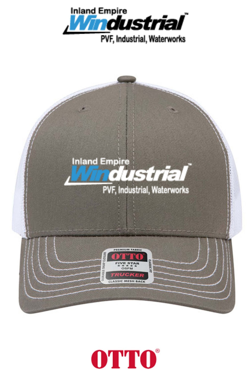 **BULK BUY SPECIAL** OTTO CAP® 6 Panel Mid Profile Mesh Back Trucker Hat - Inland Empire Windustrial