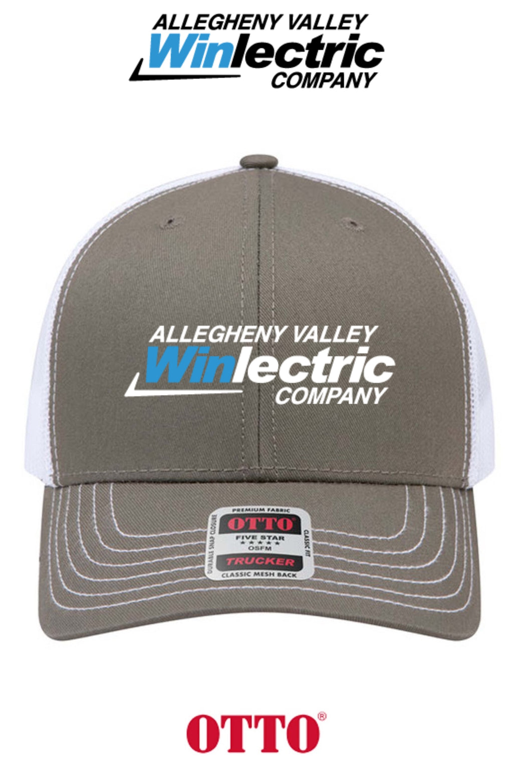 **BULK BUY SPECIAL** OTTO CAP® 6 Panel Mid Profile Mesh Back Trucker Hat - Allegheny Valley Winlectric