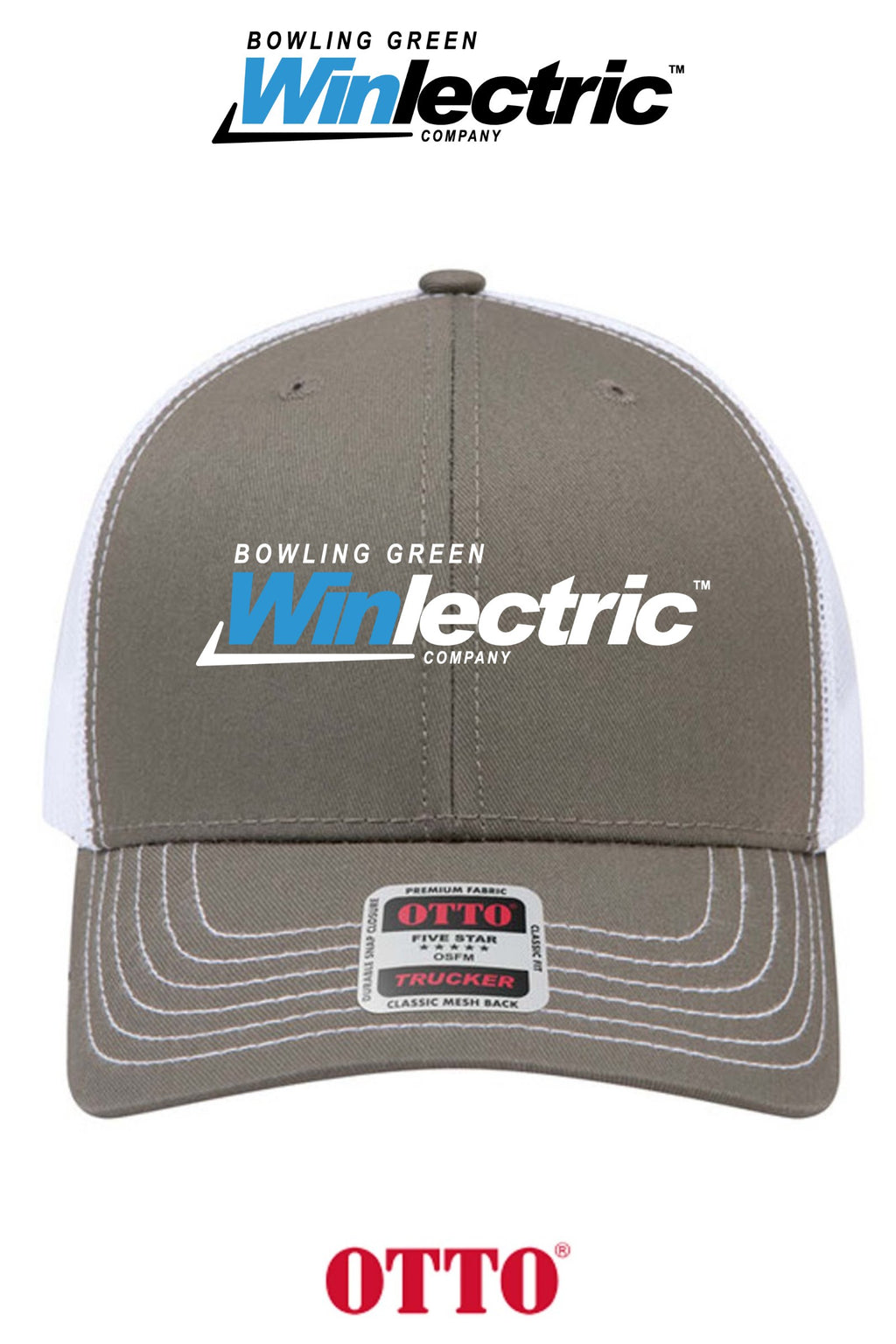 **BULK BUY SPECIAL** OTTO CAP® 6 Panel Mid Profile Mesh Back Trucker Hat - Bowling Green Winlectric