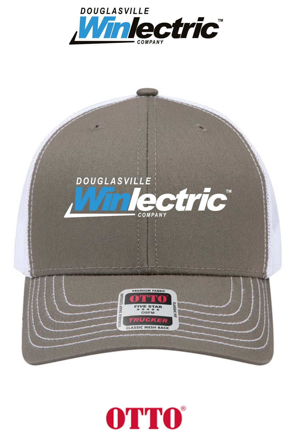 **BULK BUY SPECIAL** OTTO CAP® 6 Panel Mid Profile Mesh Back Trucker Hat - Douglasville Winlectric