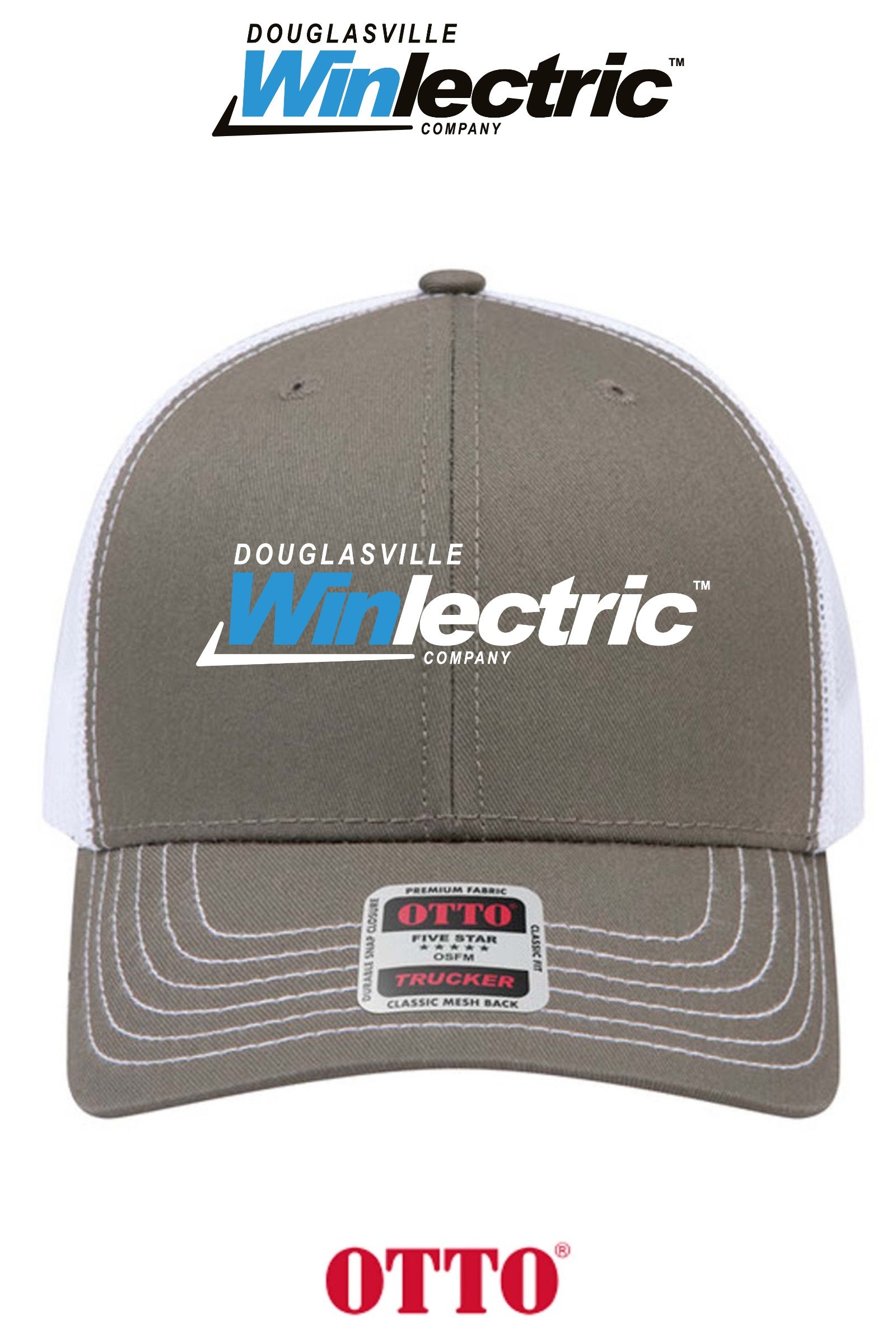 **BULK BUY SPECIAL** OTTO CAP® 6 Panel Mid Profile Mesh Back Trucker Hat - Douglasville Winlectric
