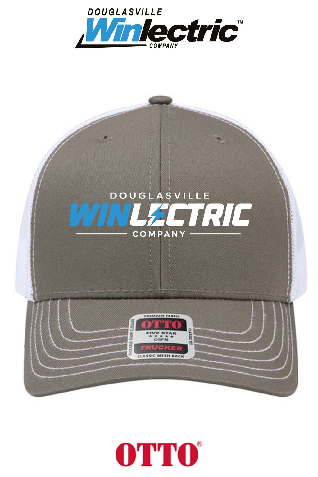 **BULK BUY SPECIAL** OTTO CAP® 6 Panel Mid Profile Mesh Back Trucker Hat - Douglasville Winlectric