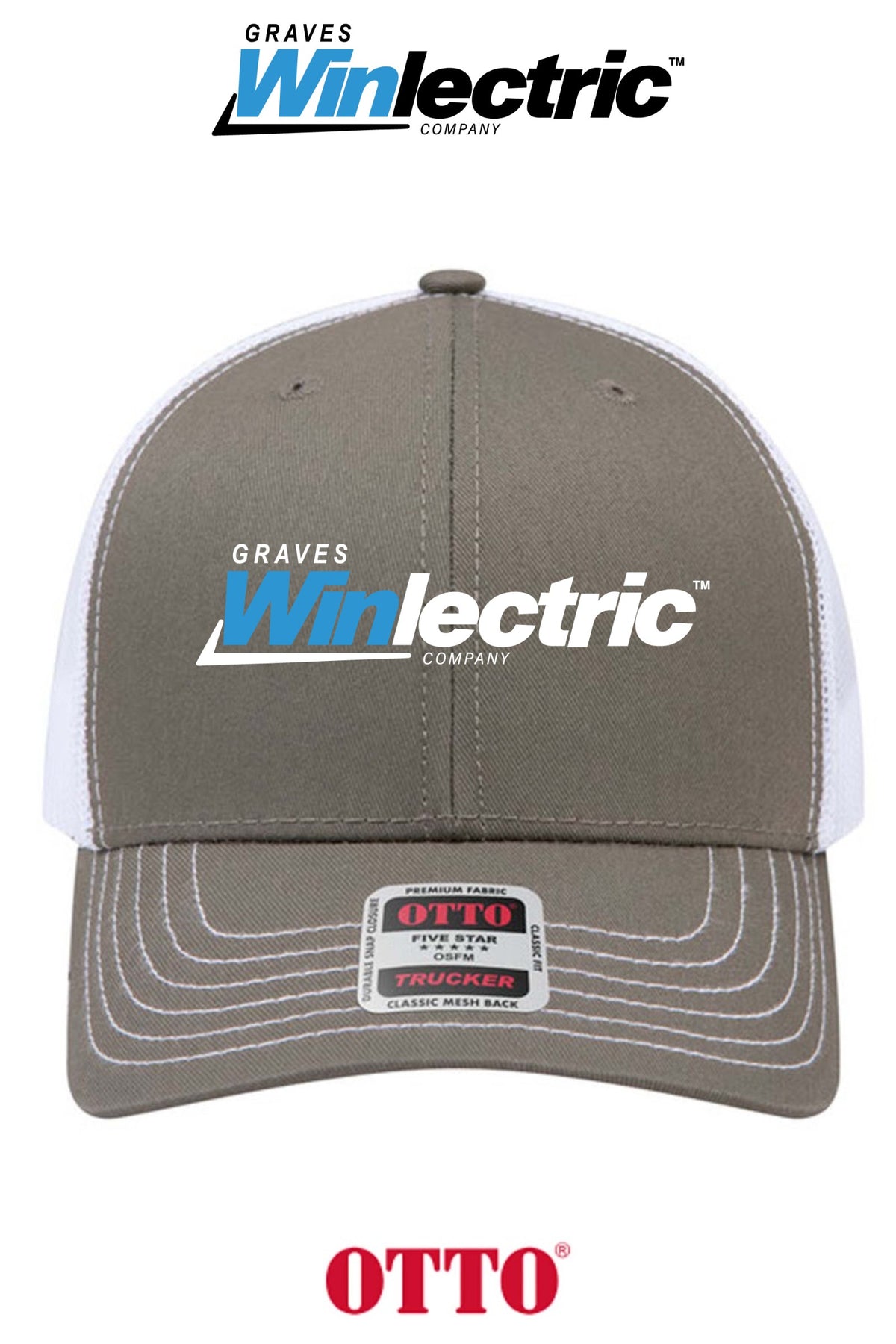 **BULK BUY SPECIAL** OTTO CAP® 6 Panel Mid Profile Mesh Back Trucker Hat - Graves Winlectric
