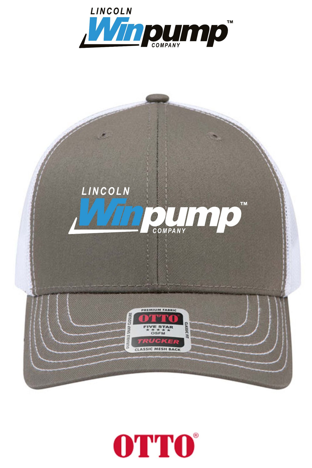 **BULK BUY SPECIAL** OTTO CAP® 6 Panel Mid Profile Mesh Back Trucker Hat - Lincoln Winpump