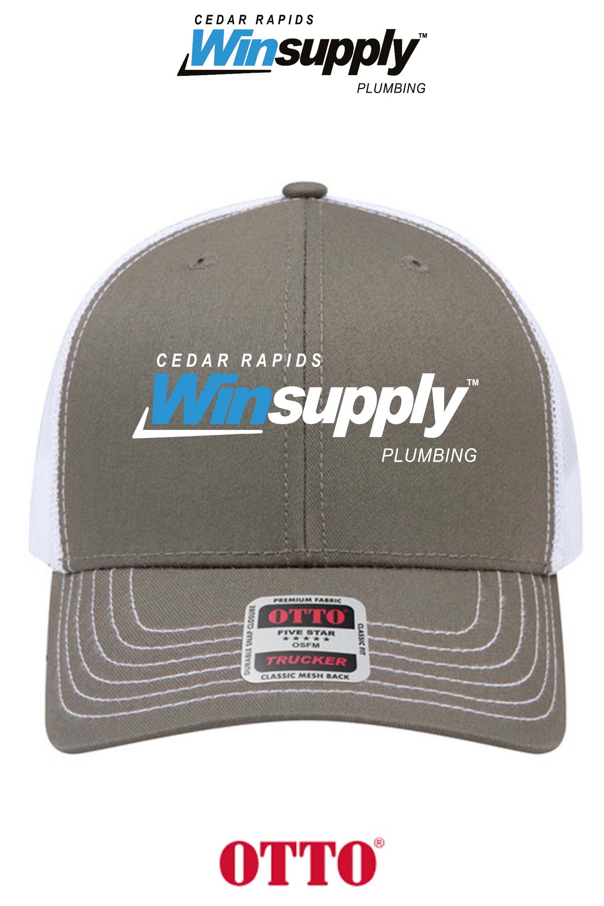**BULK BUY SPECIAL** OTTO CAP® 6 Panel Mid Profile Mesh Back Trucker Hat - Cedar Rapids Winsupply