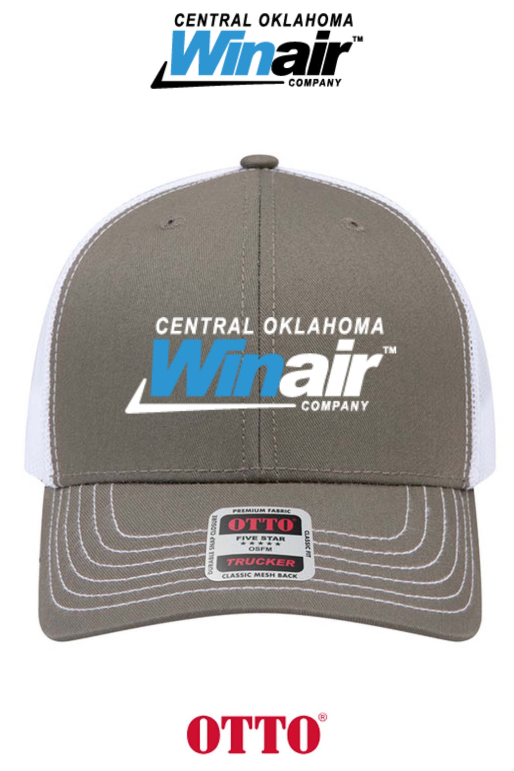 **BULK BUY SPECIAL** OTTO CAP® 6 Panel Mid Profile Mesh Back Trucker Hat - Central Oklahoma Winair