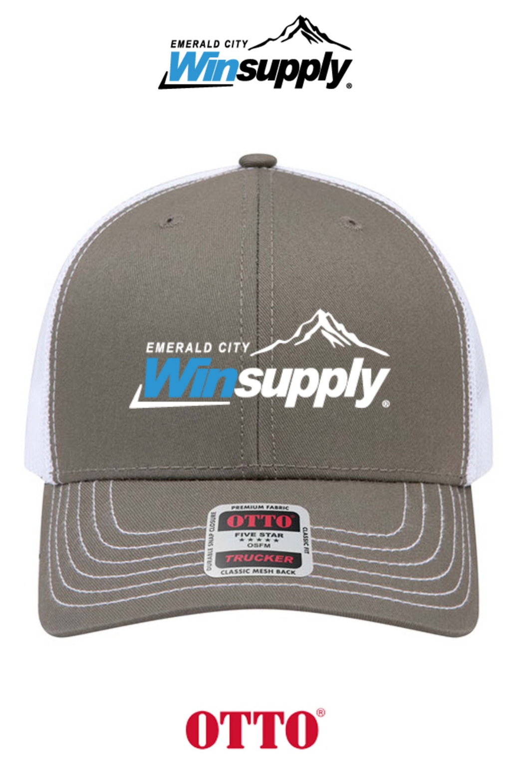 **BULK BUY SPECIAL** OTTO CAP® 6 Panel Mid Profile Mesh Back Trucker Hat - Winsupply Emerald City