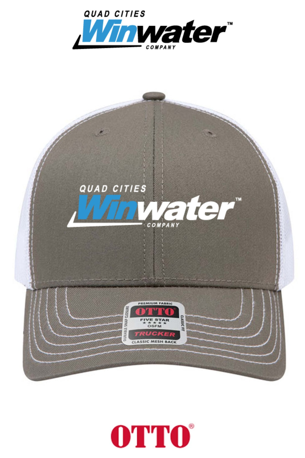 **BULK BUY SPECIAL** OTTO CAP® 6 Panel Mid Profile Mesh Back Trucker Hat - Quad Cities Winwater