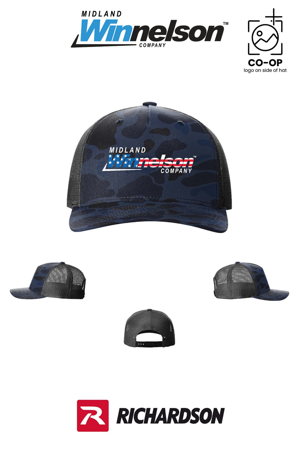 Richardson 112PFP Printed Five-Panel Trucker - Midland Winnelson - Patriot