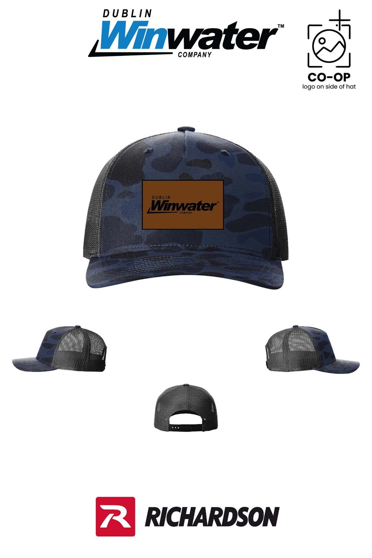 Richardson 112PFP Printed Five-Panel Trucker *faux leather patch* - Dublin Winwater