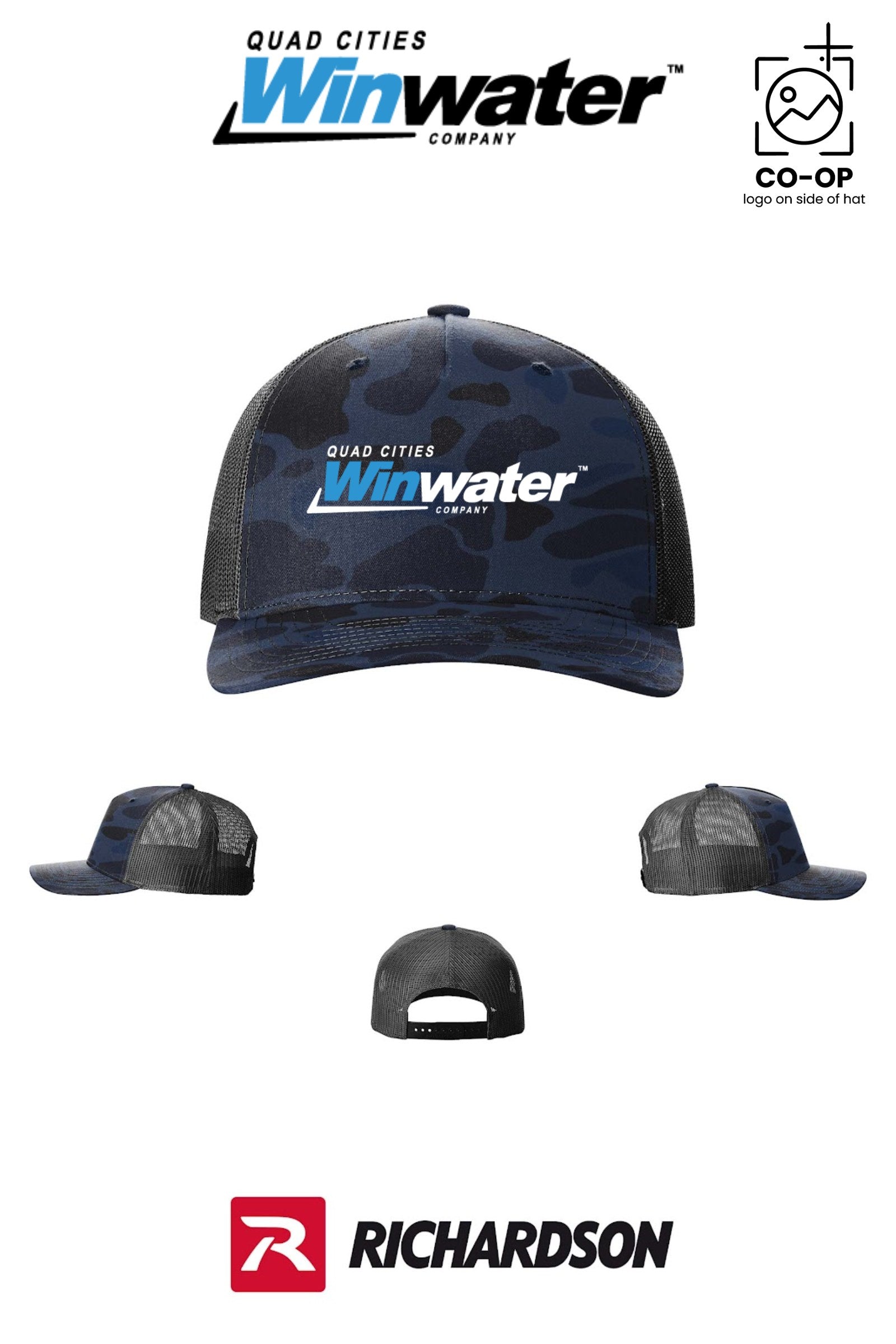 Richardson 112PFP Printed Five-Panel Trucker - Quad Cities Winwater