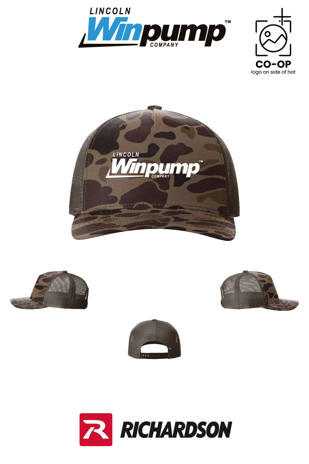 Richardson 112PFP Printed Five-Panel Trucker - Lincoln Winpump