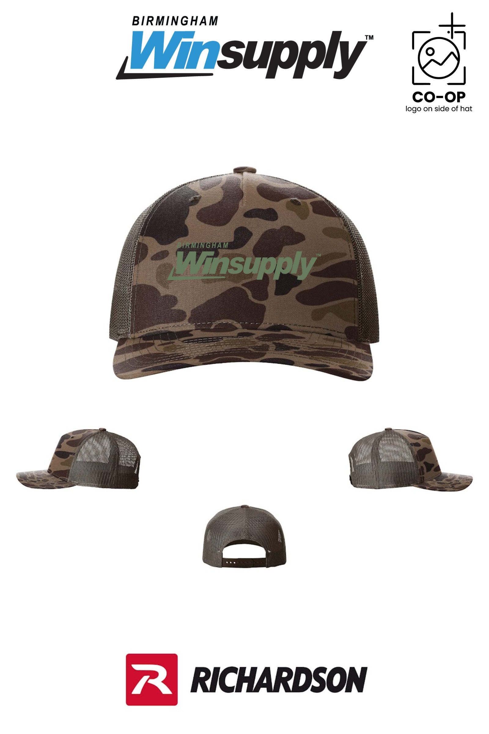 Richardson 112PFP Printed Five-Panel Trucker *Olive Logo* - Birmingham Winsupply