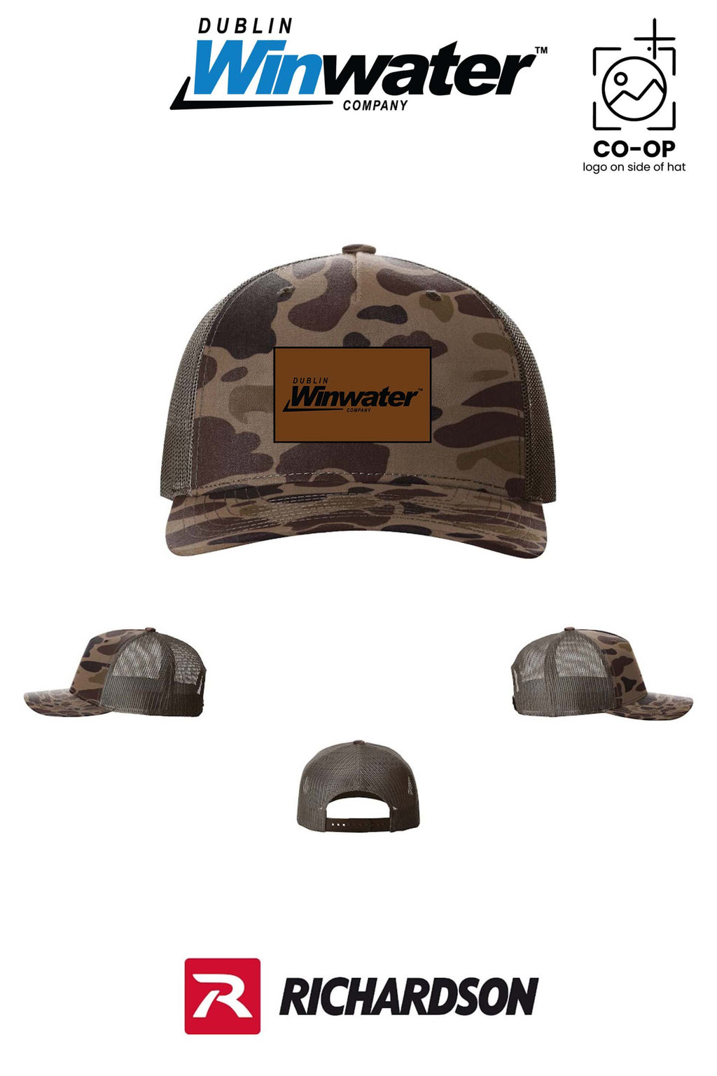 Richardson 112PFP Printed Five-Panel Trucker *faux leather patch* - Dublin Winwater