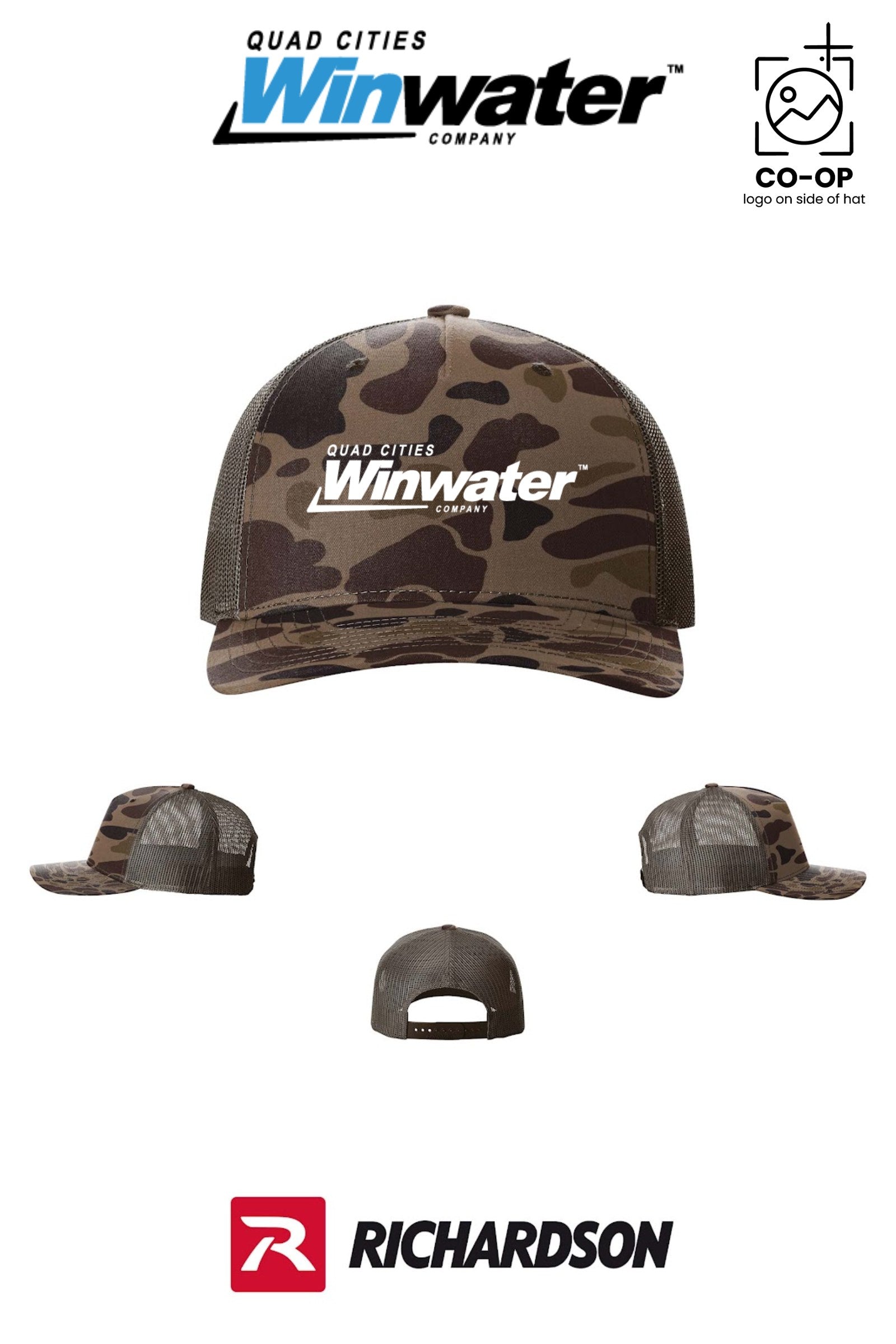 Richardson 112PFP Printed Five-Panel Trucker - Quad Cities Winwater